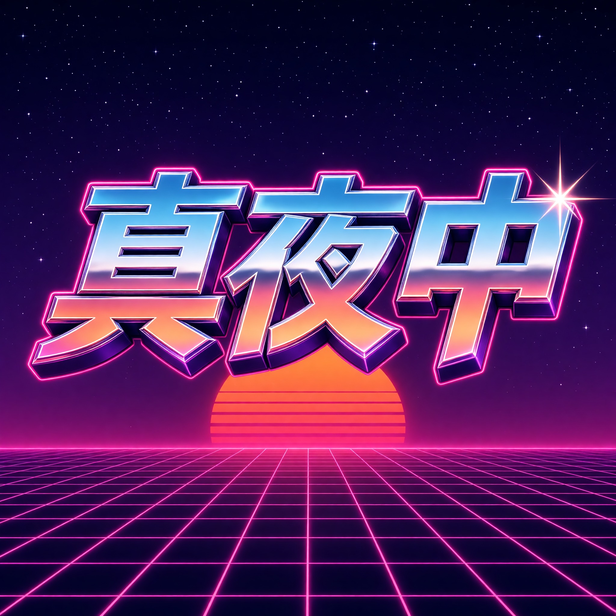 Grok Imagine で生成した 80年代 フォント AIフォント:文字「真夜中」