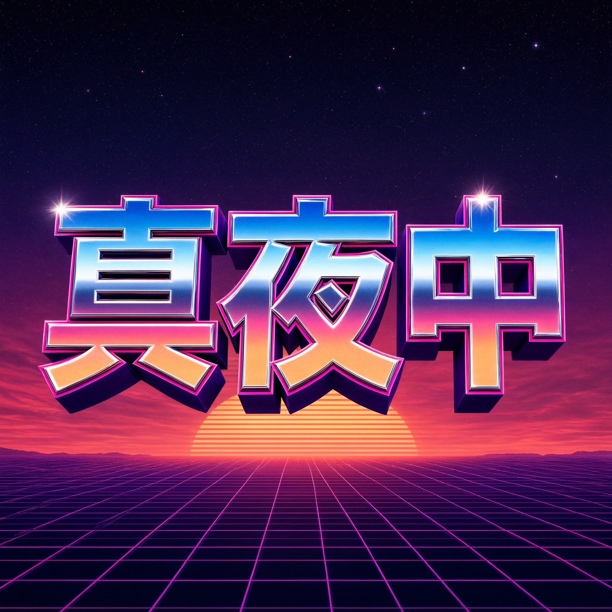 Qwen-Image で生成した 80年代 フォント AIフォント：文字「真夜中」