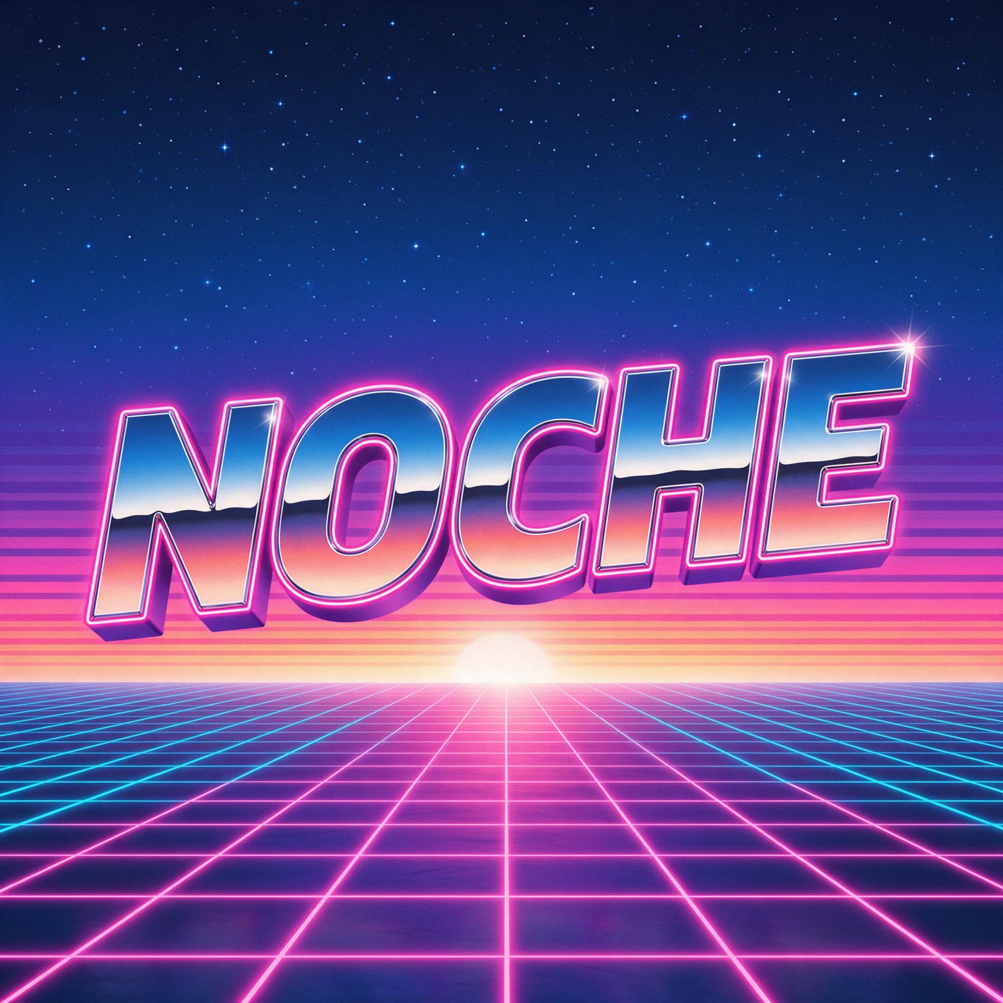 Fuente de IA Letra de los 80 generada con Seedream: la palabra NOCHE
