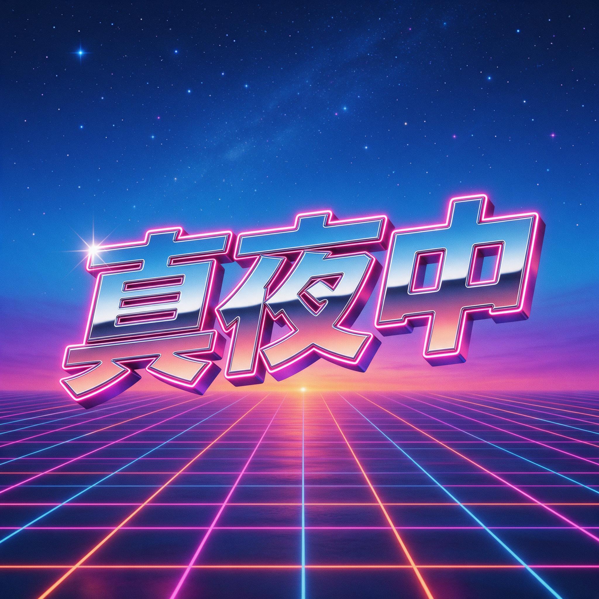 Seedream で生成した 80年代 フォント AIフォント：文字「真夜中」