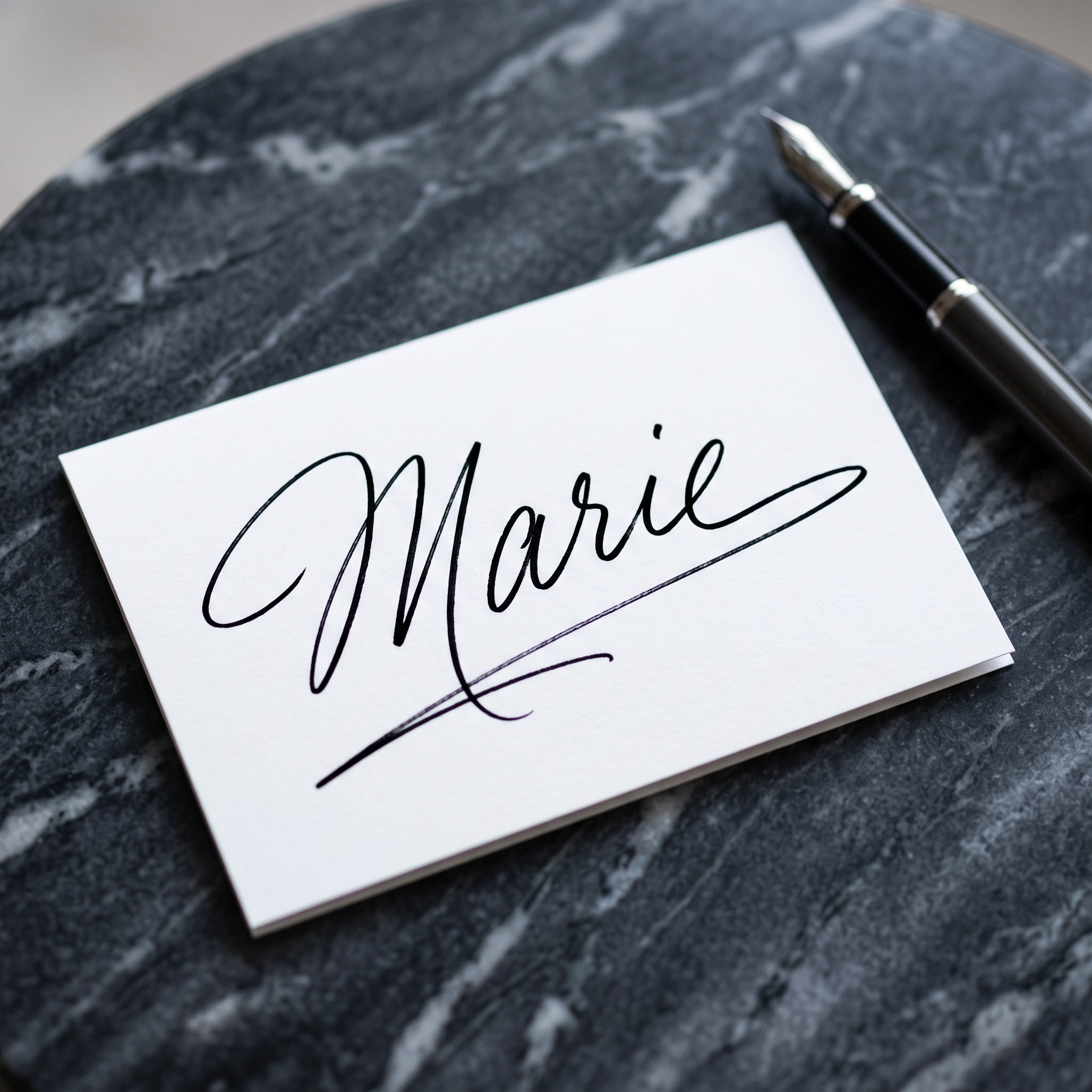 Autogramm-Schrift KI-Schrift, erstellt mit Nano Banana: das Wort Marie