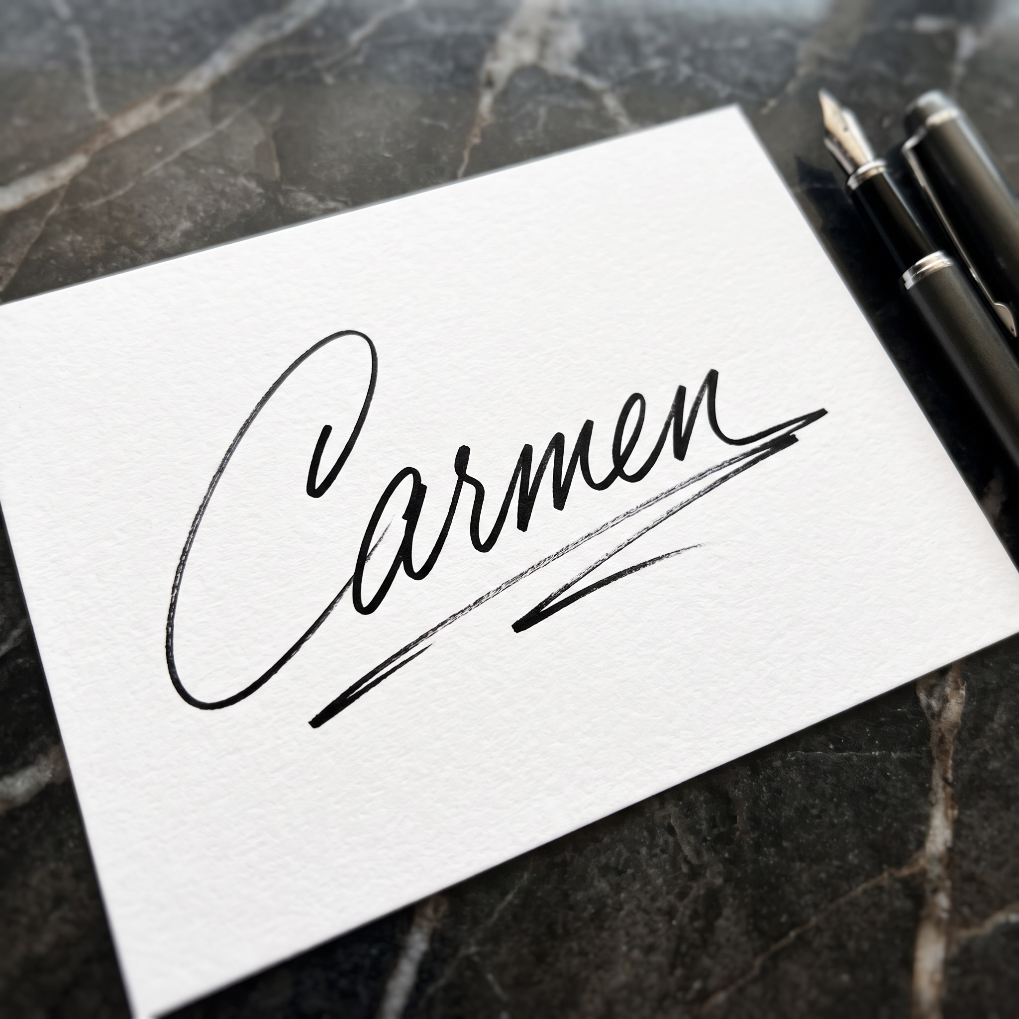 Fuente de IA Firma elegante generada con Nano Banana: la palabra Carmen