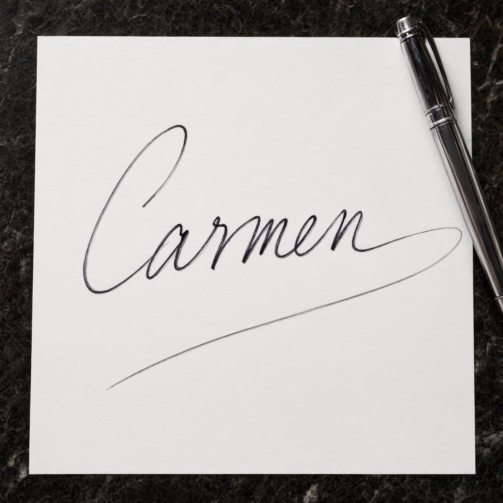 Fuente de IA Firma elegante generada con Qwen-Image: la palabra Carmen