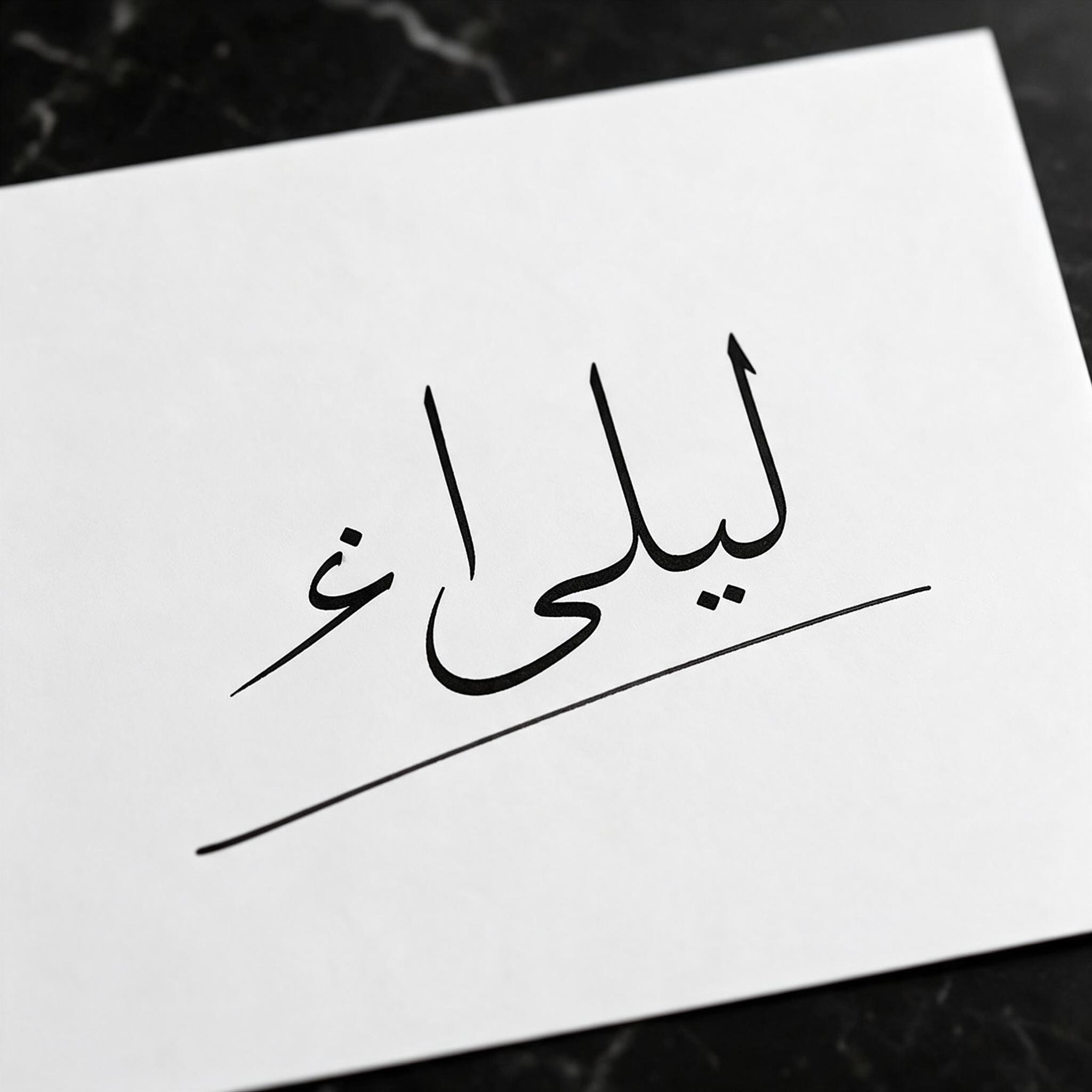 خط خط التوقيع بالذكاء الاصطناعي من توليد Seedream: كلمة ليلى