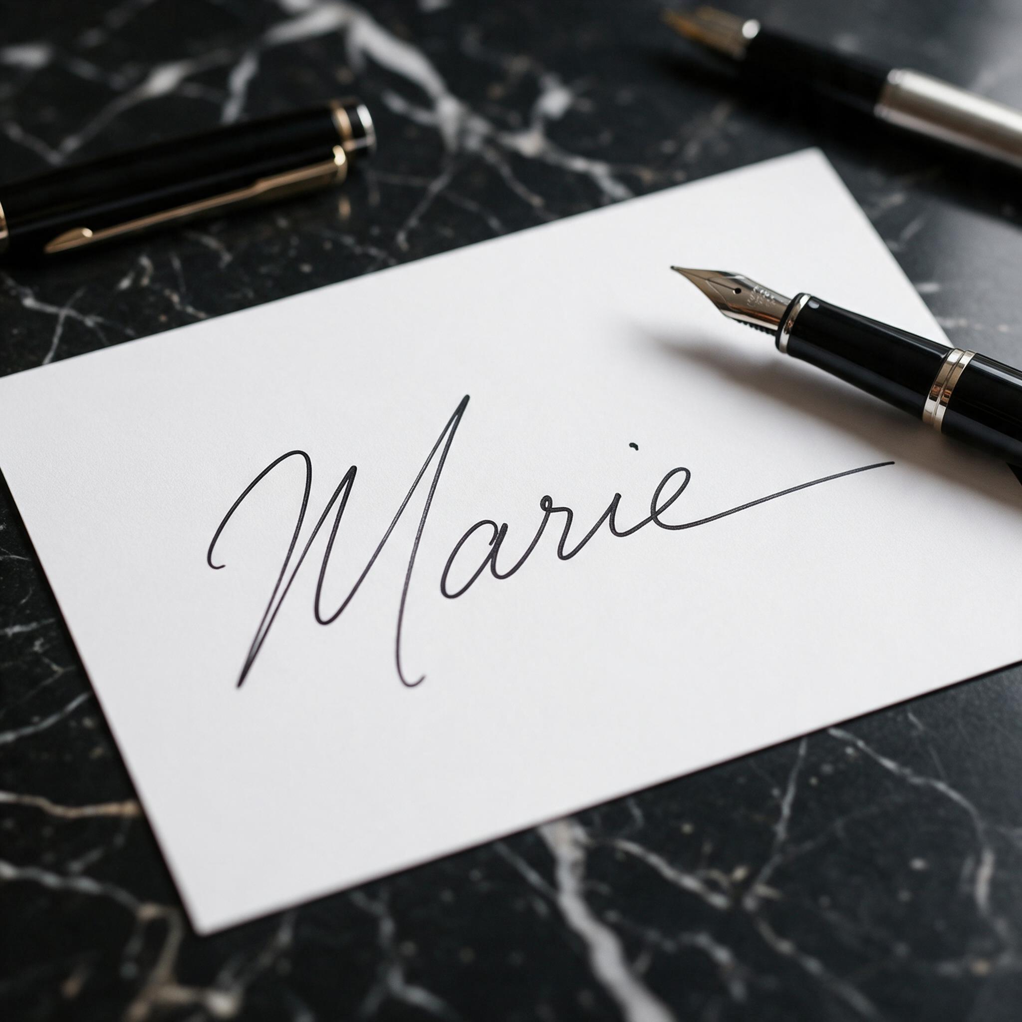 Autogramm-Schrift KI-Schrift, erstellt mit Seedream: das Wort Marie