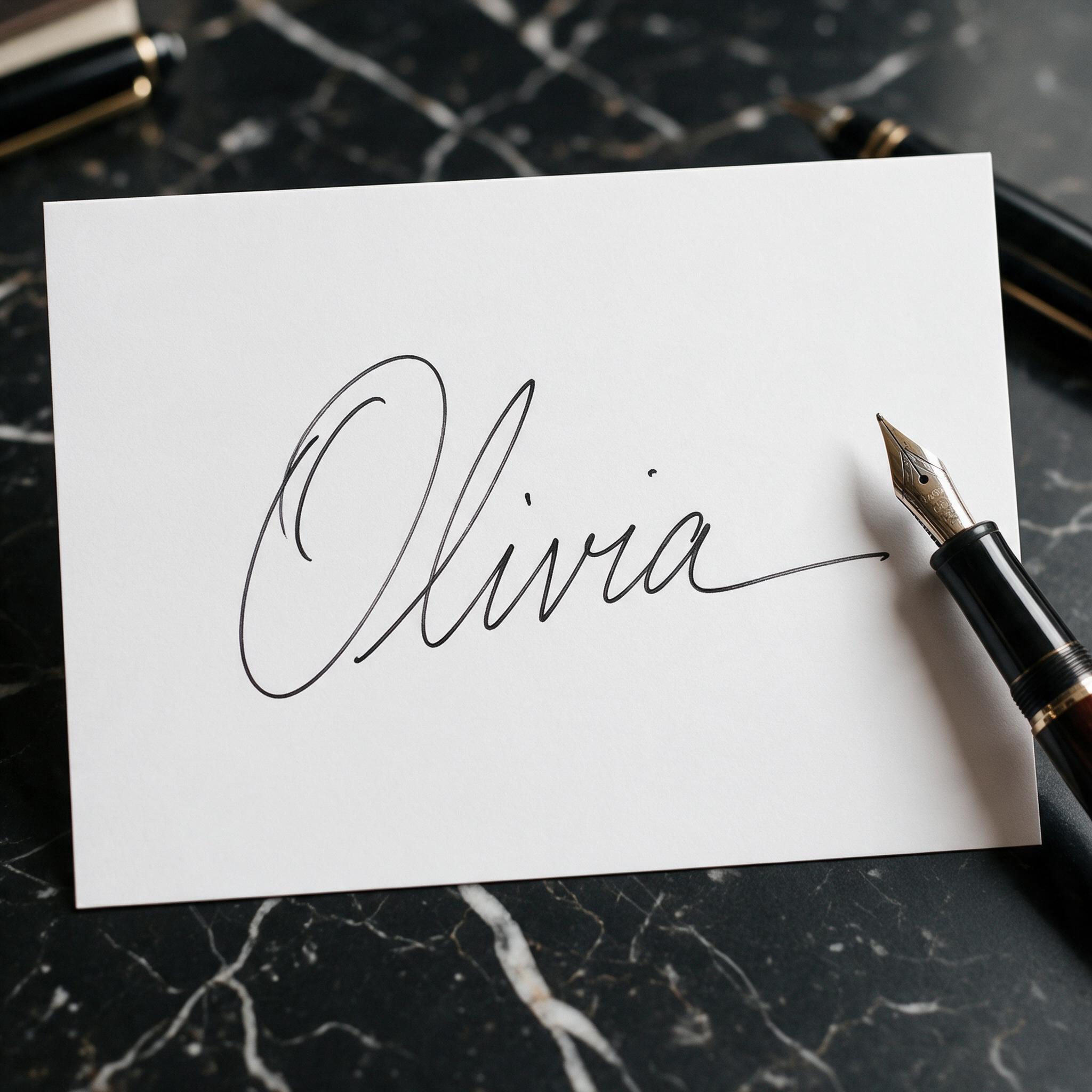 Autograph Font AI font generated with Seedream: the word Olivia