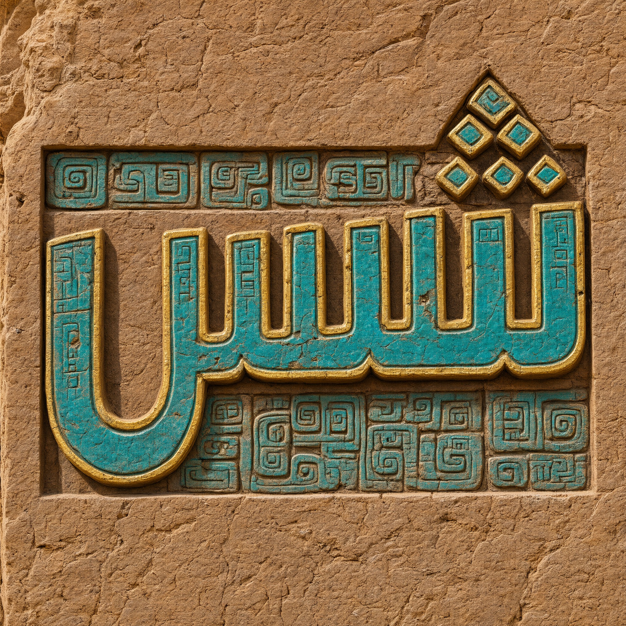 خط خط أزتيكي بالذكاء الاصطناعي من توليد Qwen-Image: كلمة شمس