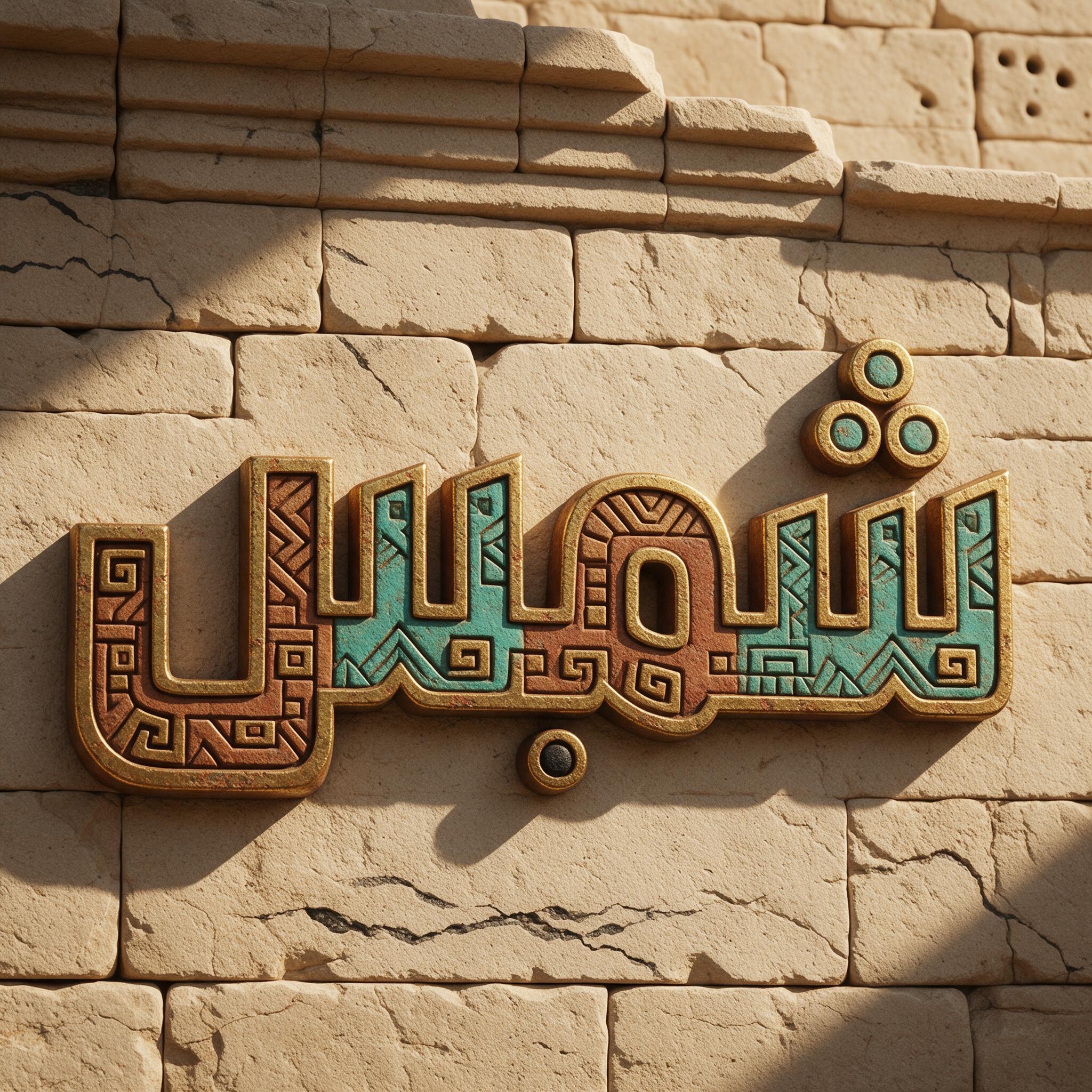 خط خط أزتيكي بالذكاء الاصطناعي من توليد Seedream: كلمة شمس