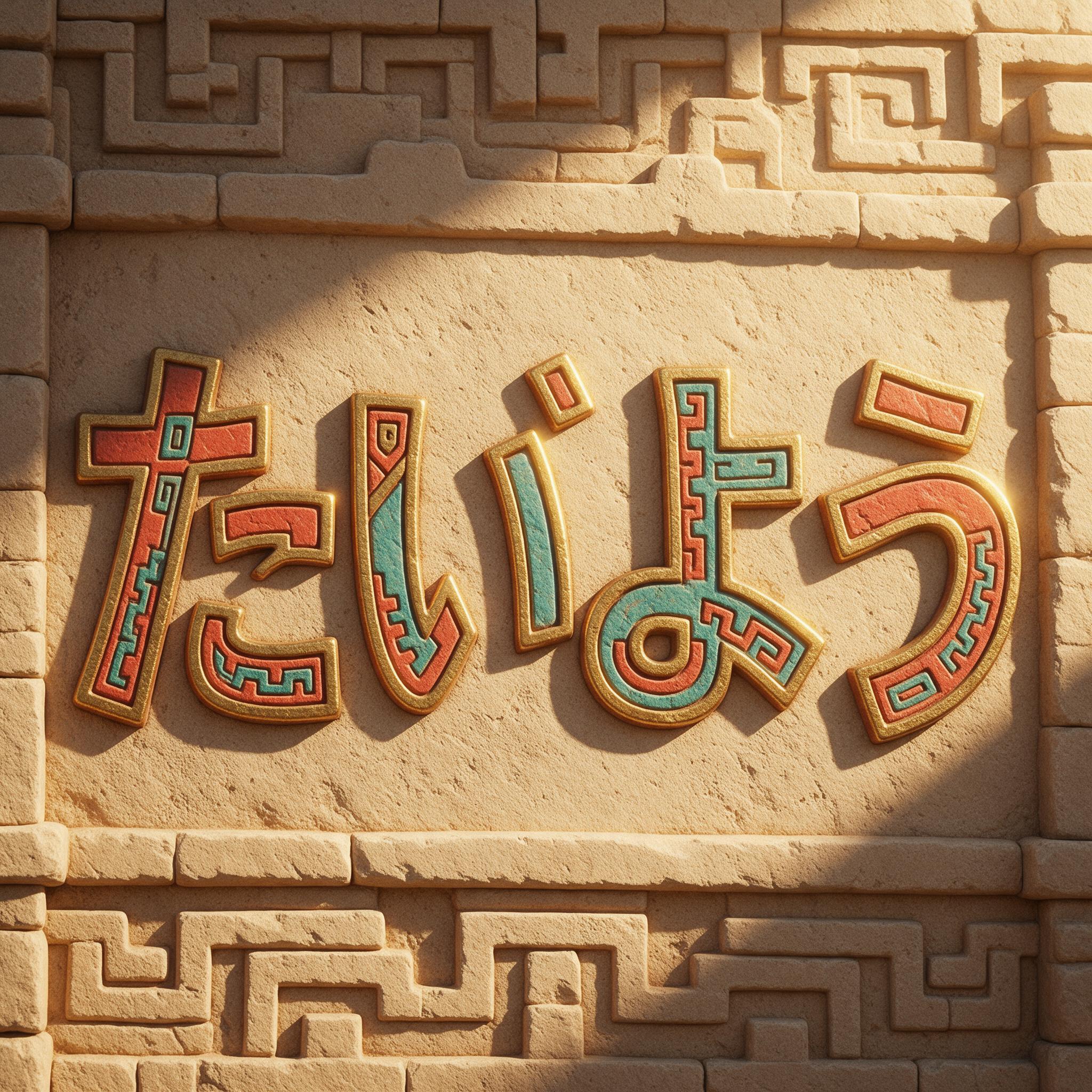 Seedream で生成した アステカ風の文字 AIフォント:文字「たいよう」
