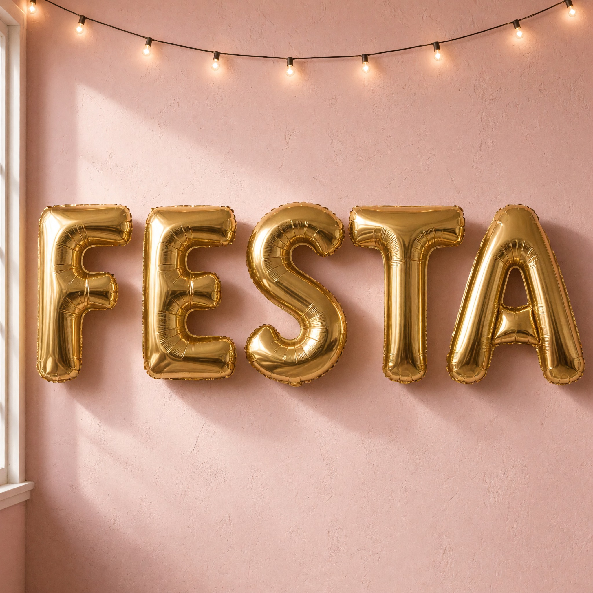 Fonte de IA Letra balão gerada no Grok Imagine: a palavra FESTA