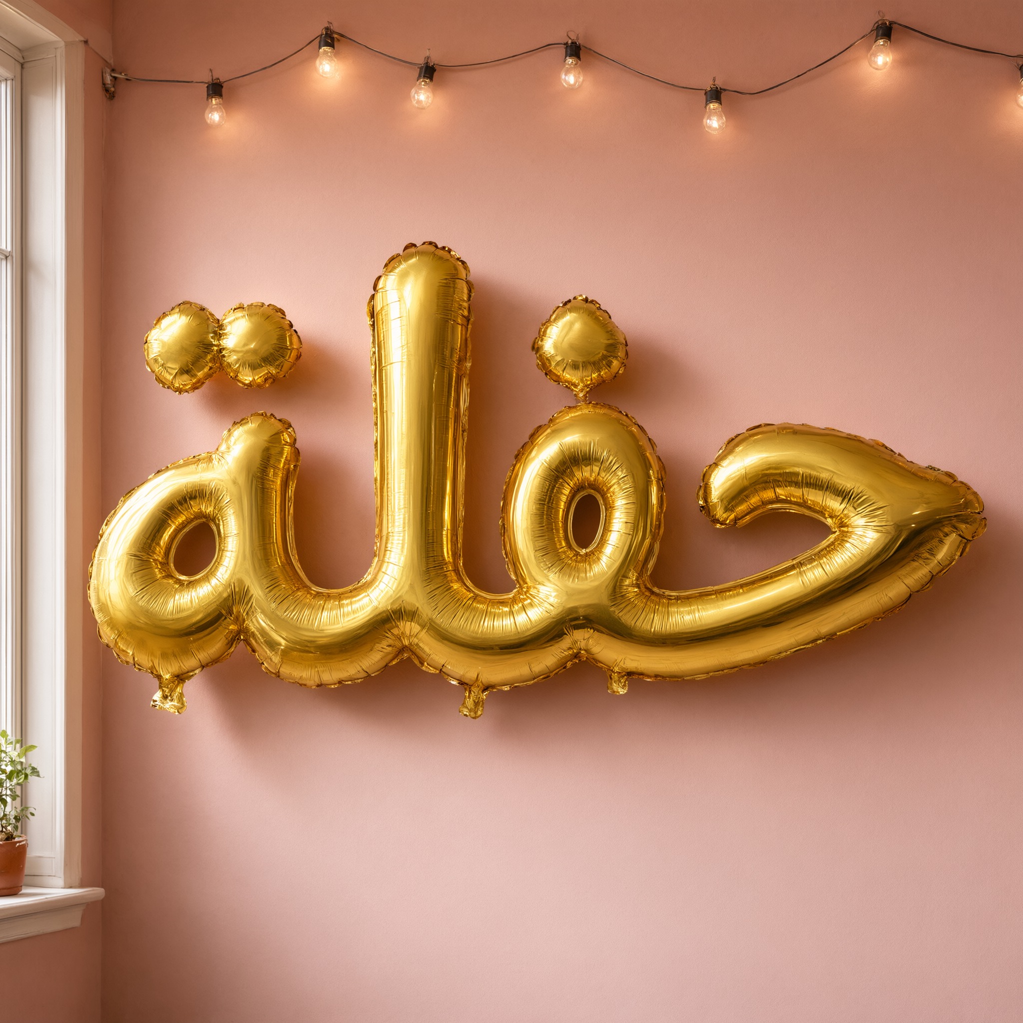 خط حروف البالونات بالذكاء الاصطناعي من توليد Qwen-Image: كلمة حفلة