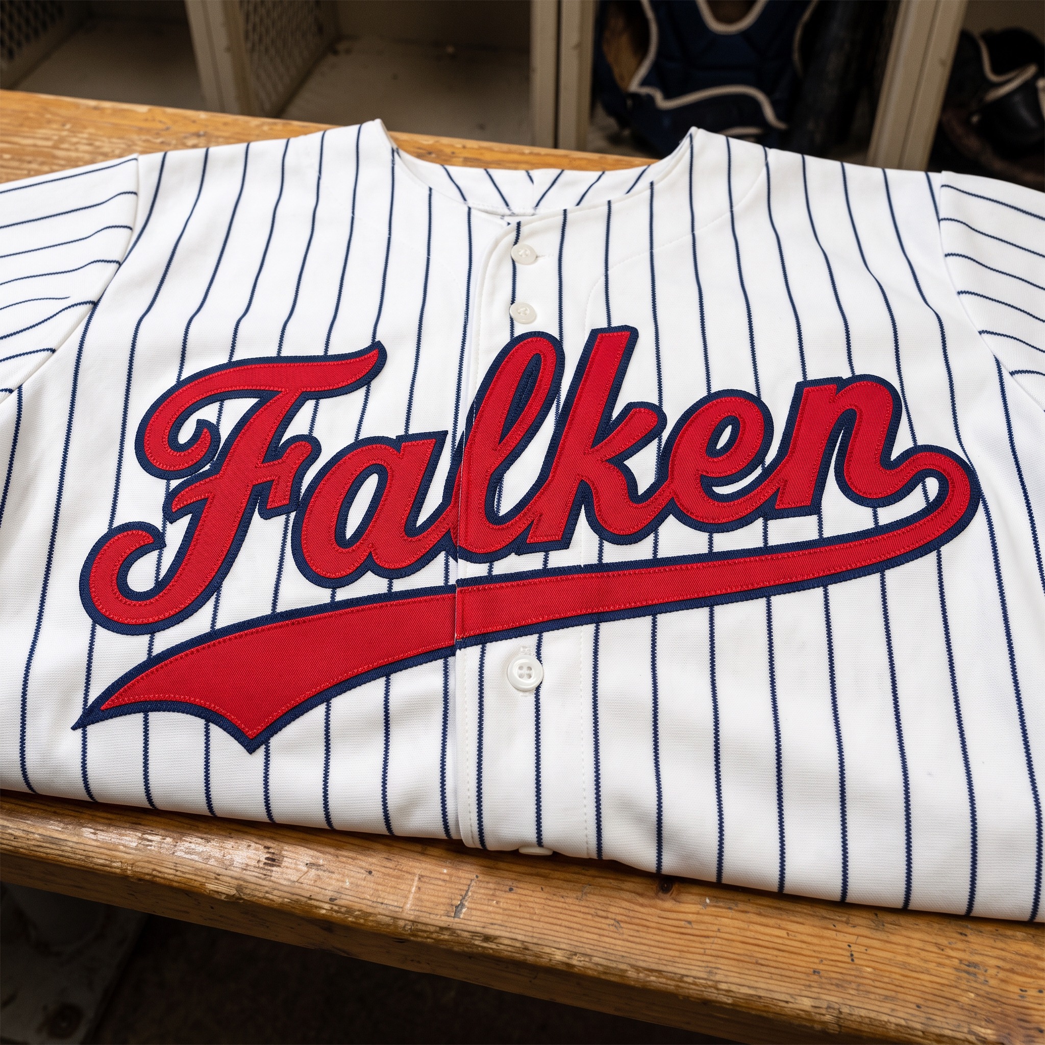 Baseball-Schrift KI-Schrift, erstellt mit Nano Banana: das Wort Falken