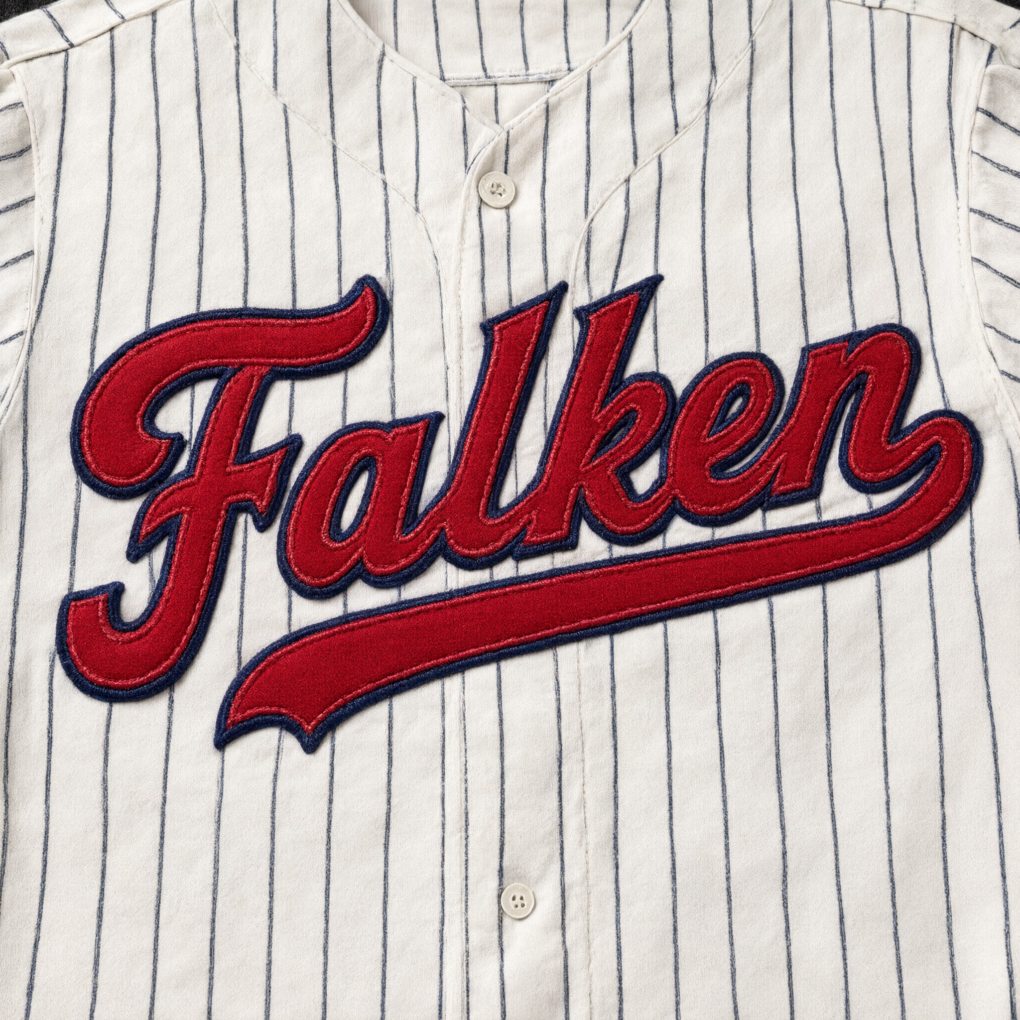 Baseball-Schrift KI-Schrift, erstellt mit Qwen-Image: das Wort Falken