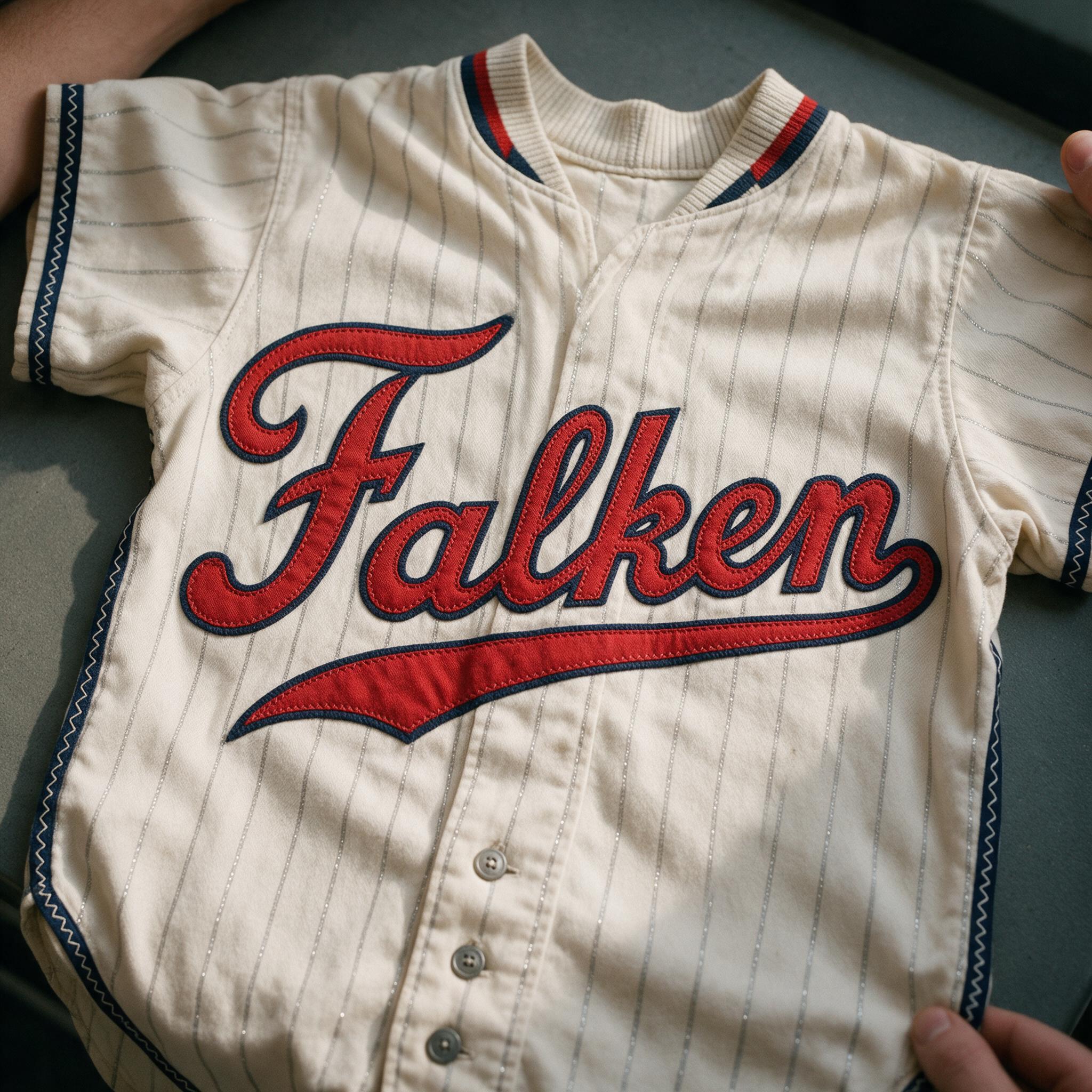 Baseball-Schrift KI-Schrift, erstellt mit Seedream: das Wort Falken