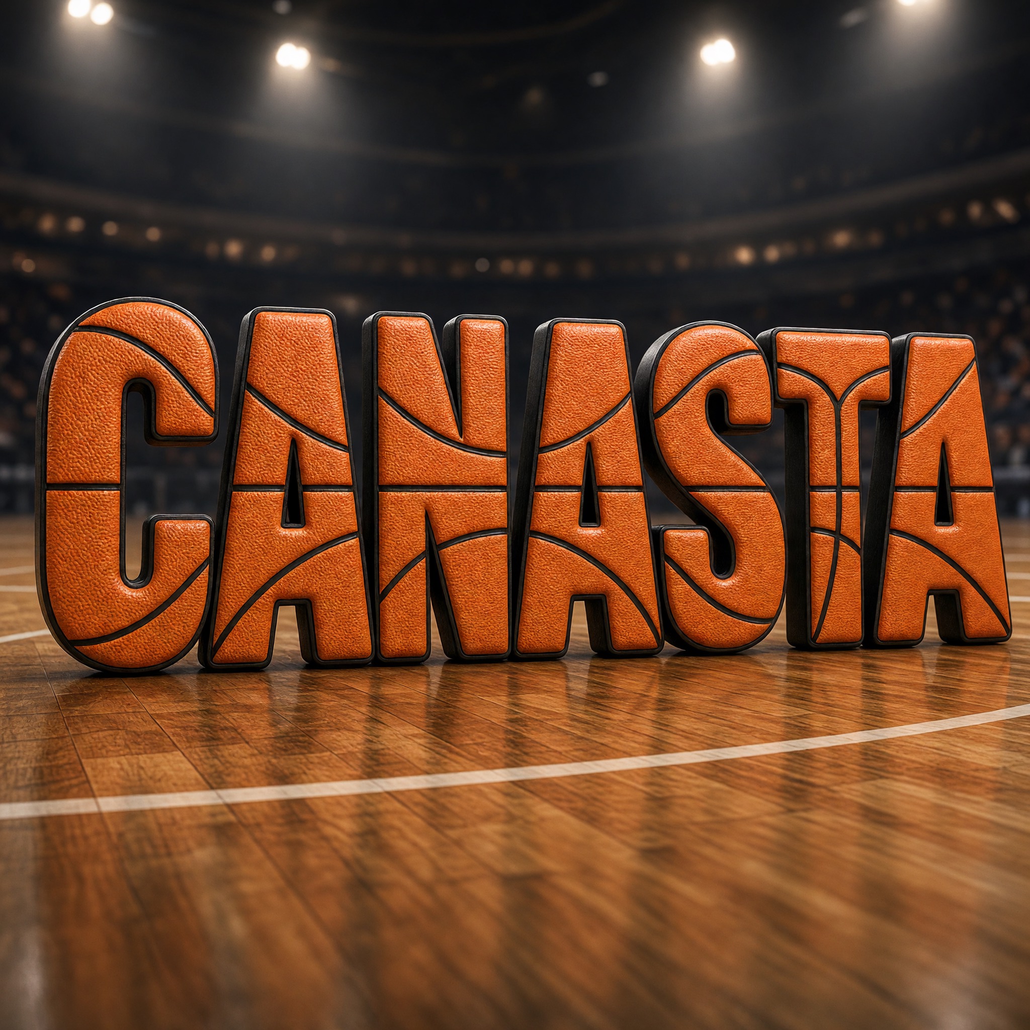 Fuente de IA Letra de baloncesto generada con Grok Imagine: la palabra CANASTA