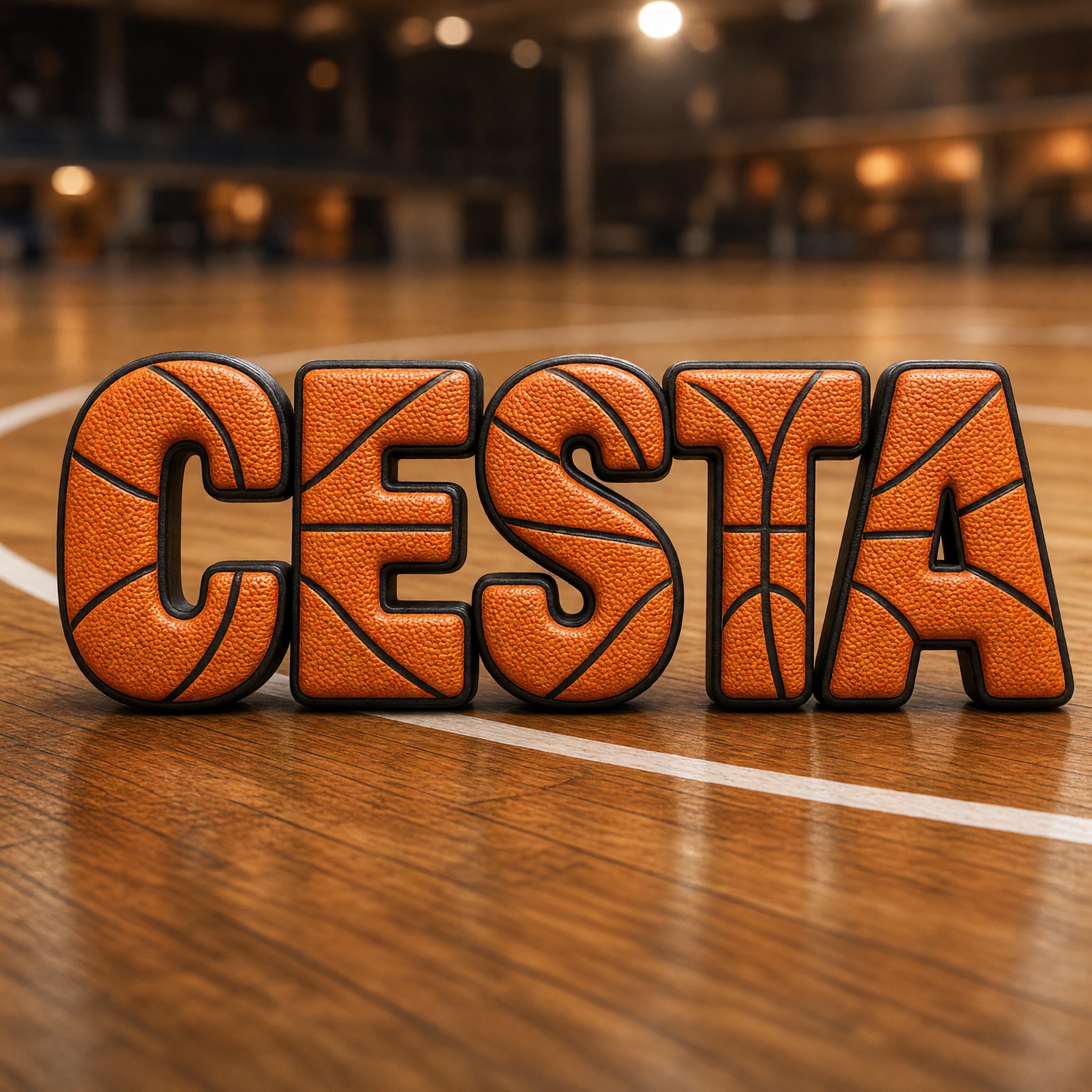 Fonte de IA Fonte de basquete gerada no Grok Imagine: a palavra CESTA