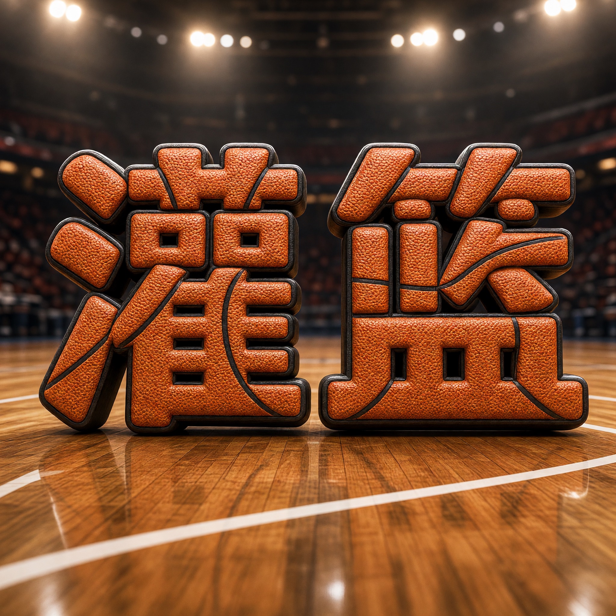 篮球字体 AI 字体在 Grok Imagine 上的生成结果：文字 灌篮