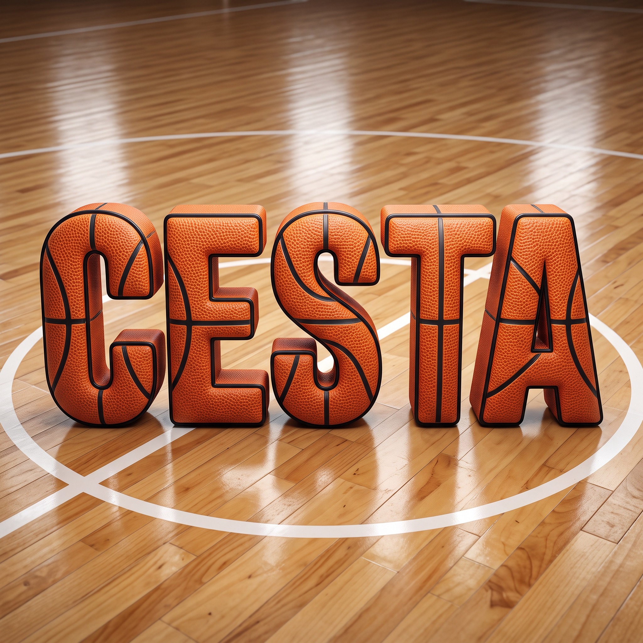 Fonte de IA Fonte de basquete gerada no Nano Banana: a palavra CESTA