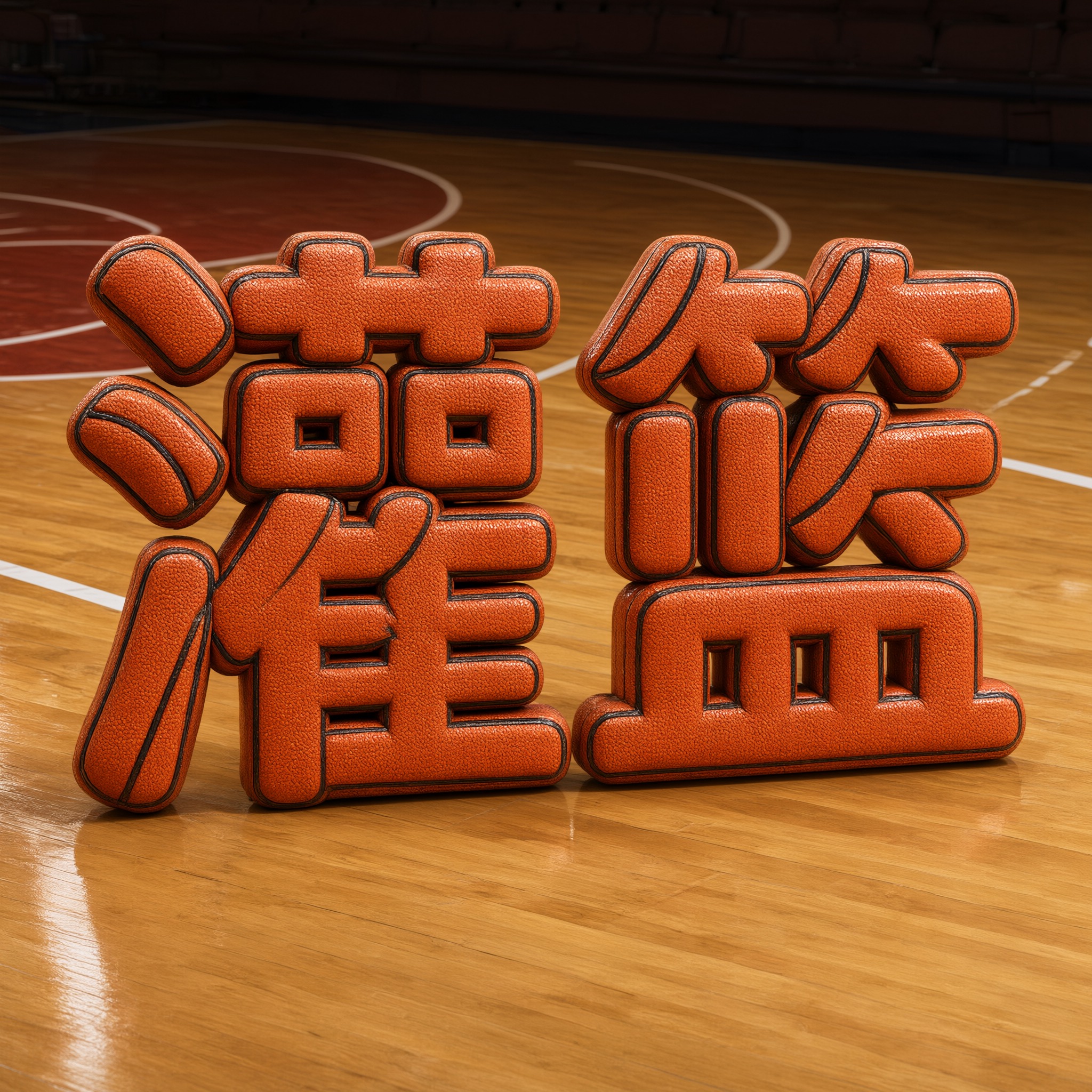 篮球字体 AI 字体在 Qwen-Image 上的生成结果：文字 灌篮
