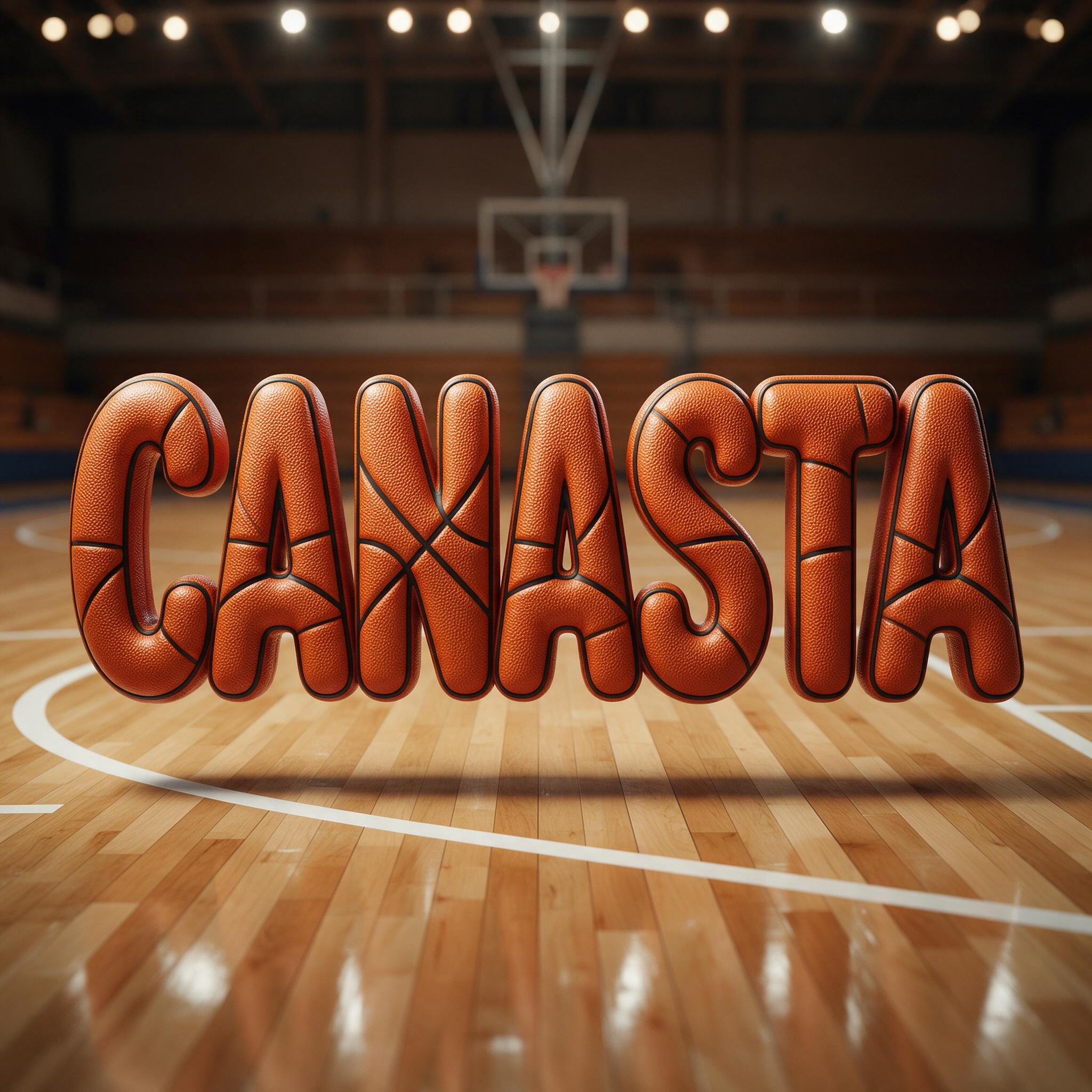 Fuente de IA Letra de baloncesto generada con Seedream: la palabra CANASTA