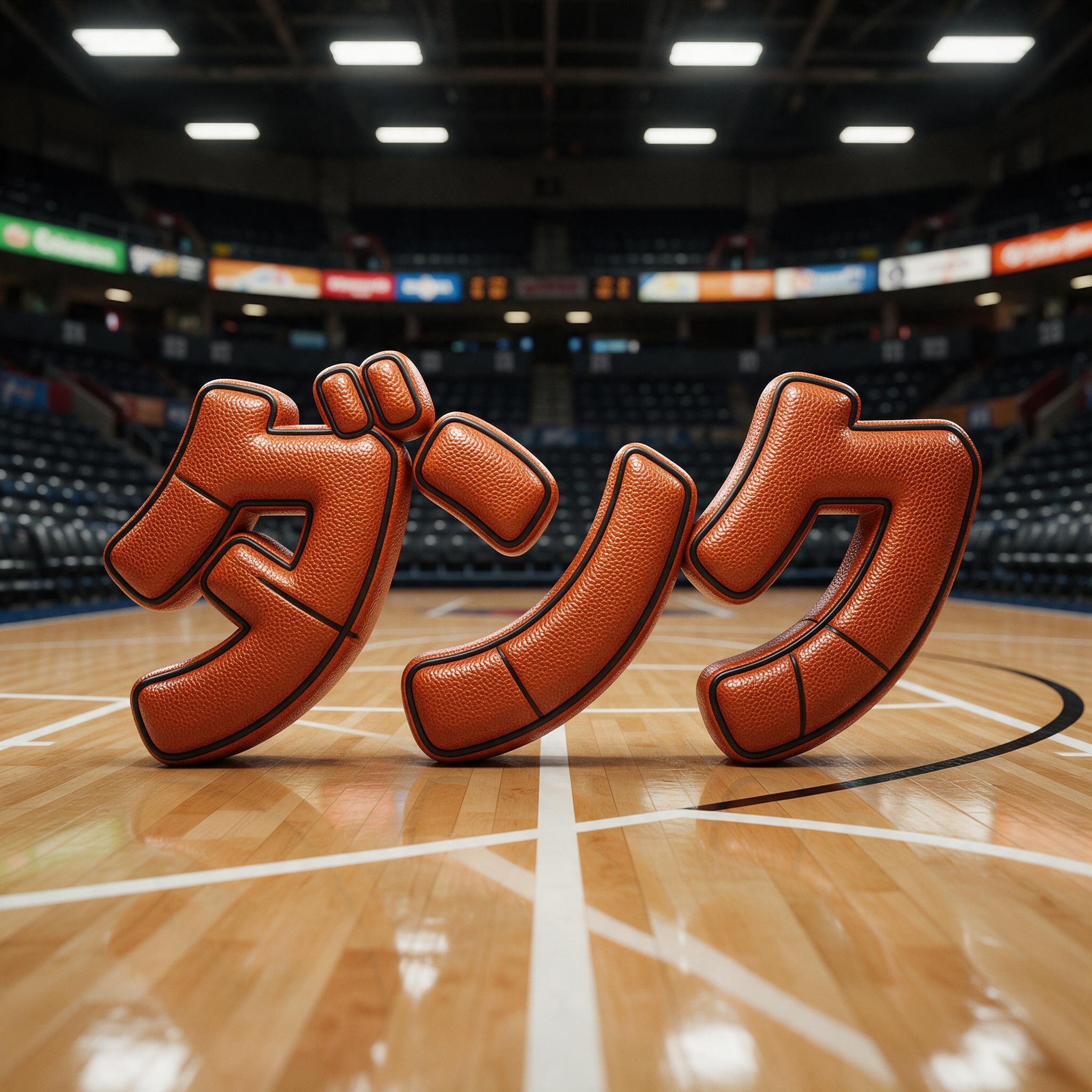 Seedream で生成した バスケ フォント AIフォント：文字「ダンク」