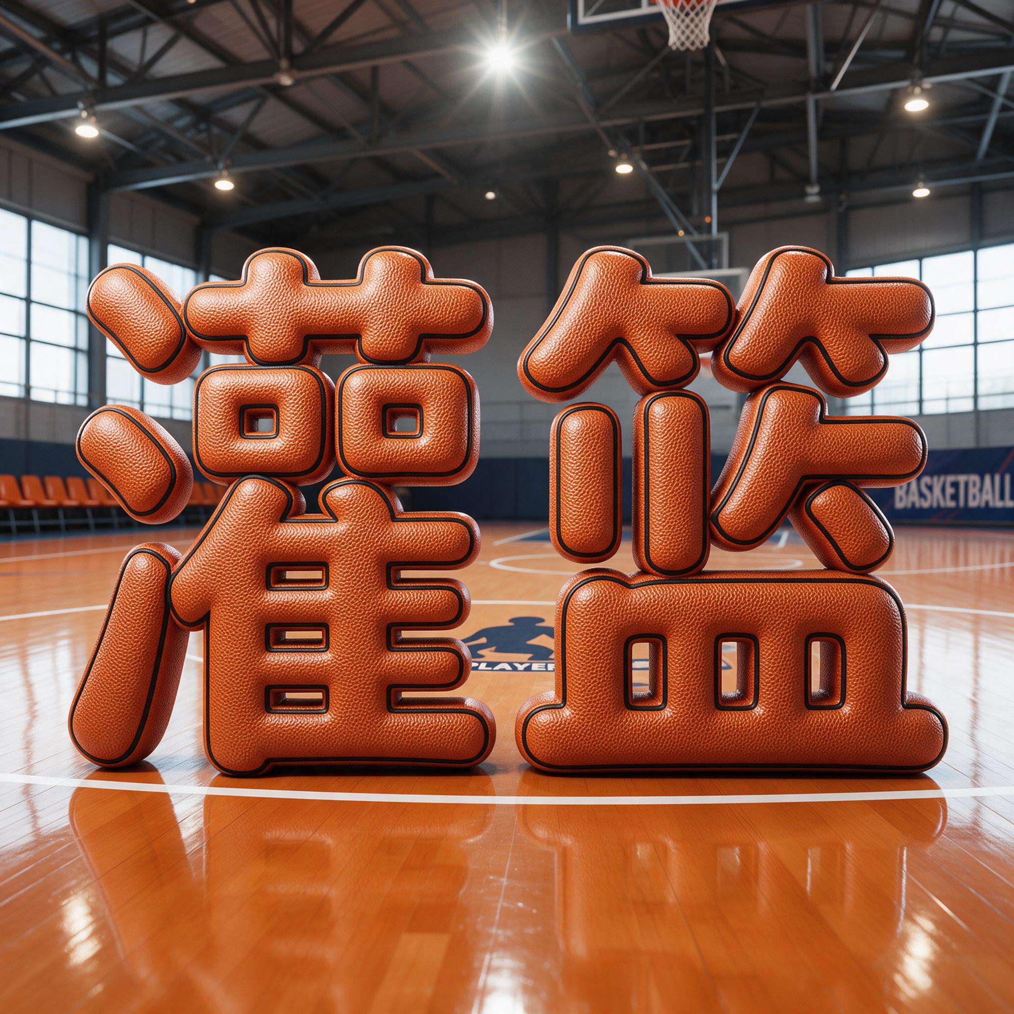 篮球字体 AI 字体在 Seedream 上的生成结果：文字 灌篮