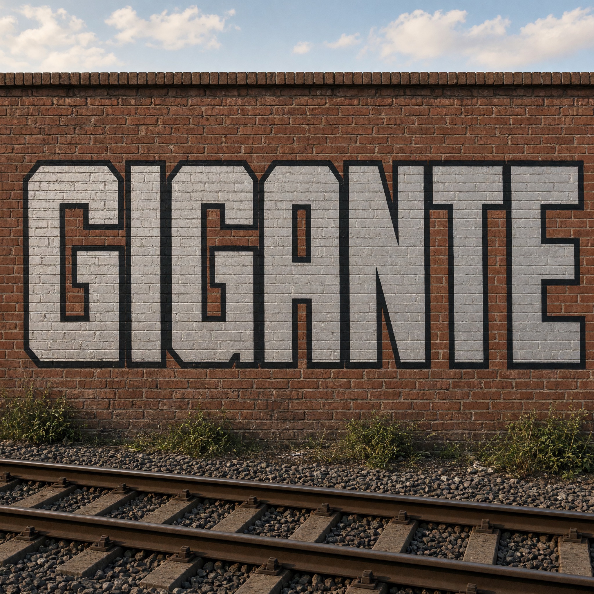 Fonte de IA Grafite blockbuster gerada no Grok Imagine: a palavra GIGANTE