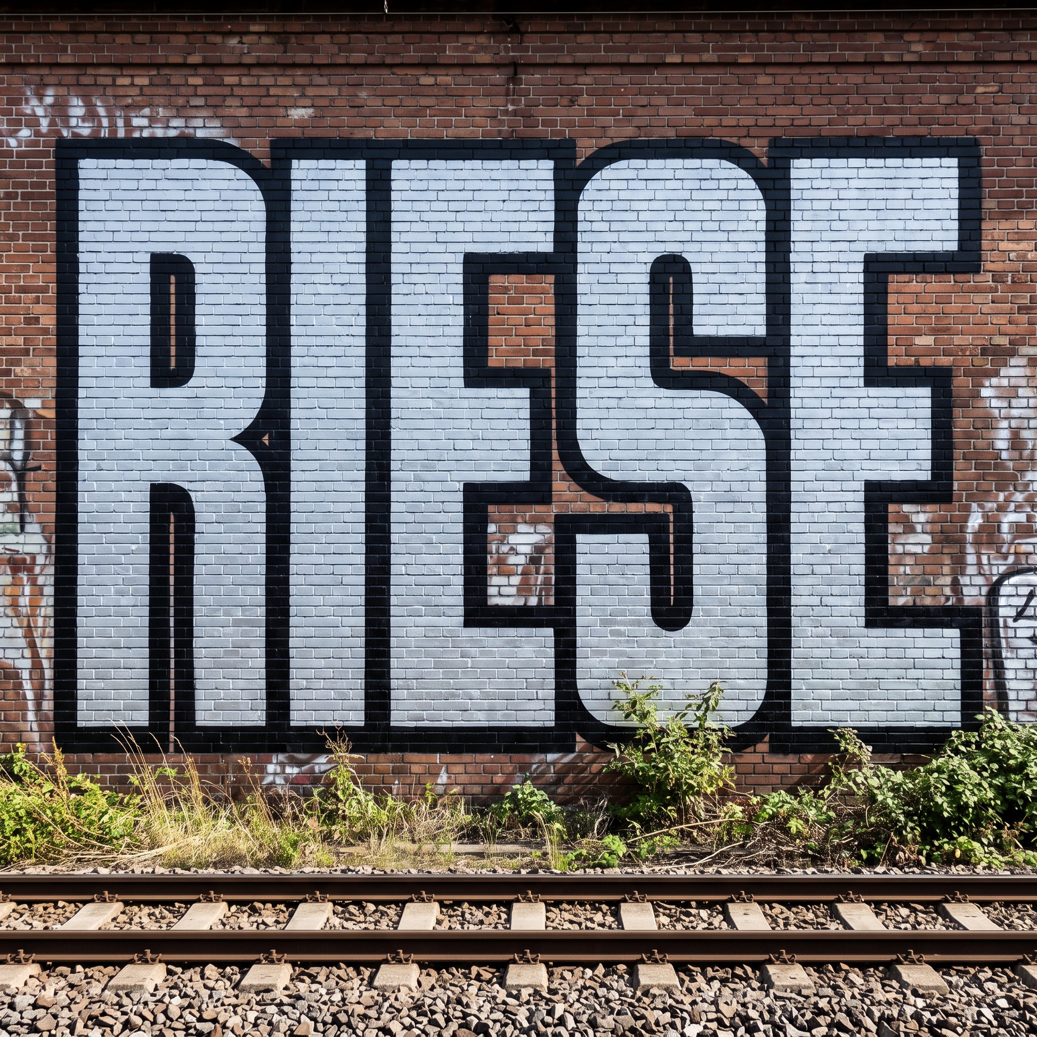 Blockbuster-Graffiti KI-Schrift, erstellt mit Nano Banana: das Wort RIESE