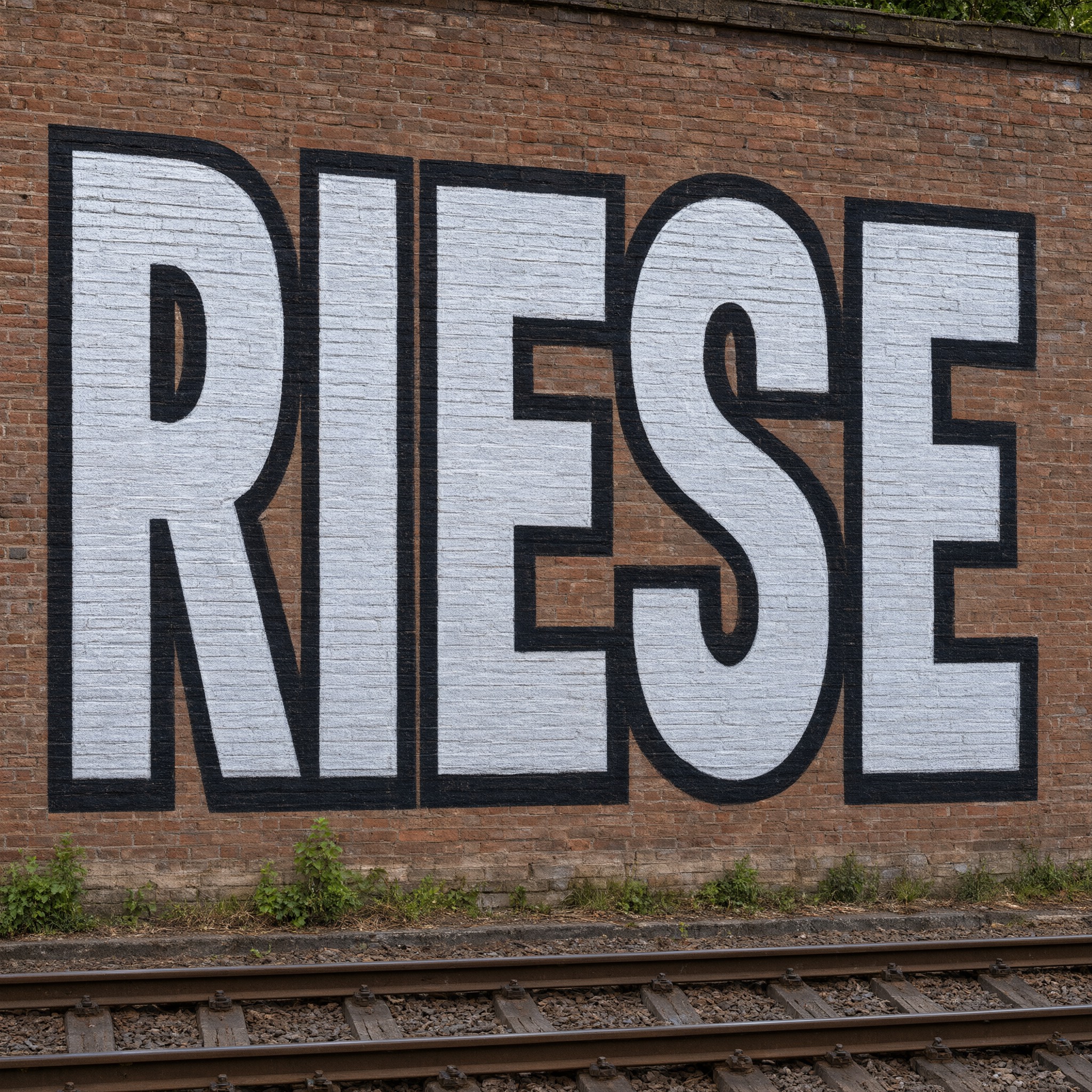 Blockbuster-Graffiti KI-Schrift, erstellt mit Qwen-Image: das Wort RIESE