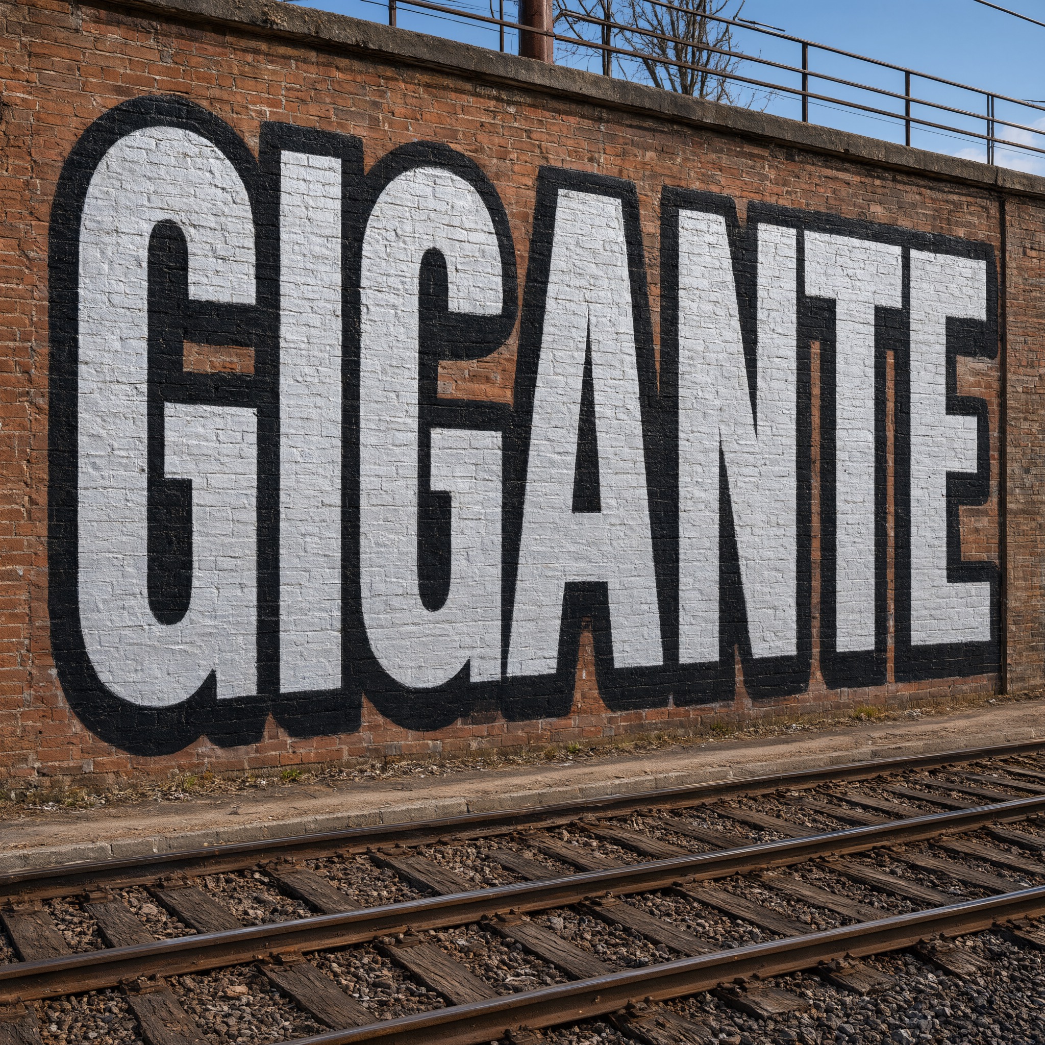 Fonte de IA Grafite blockbuster gerada no Qwen-Image: a palavra GIGANTE