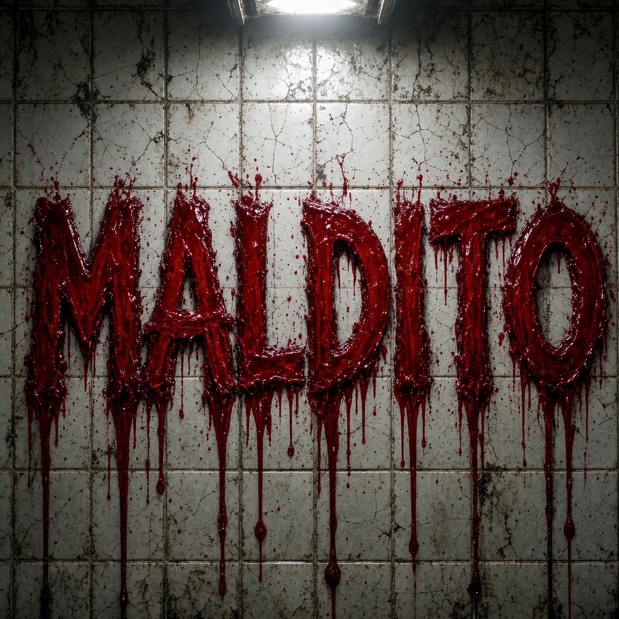 Fonte de IA Fonte de sangue gerada no Grok Imagine: a palavra MALDITO