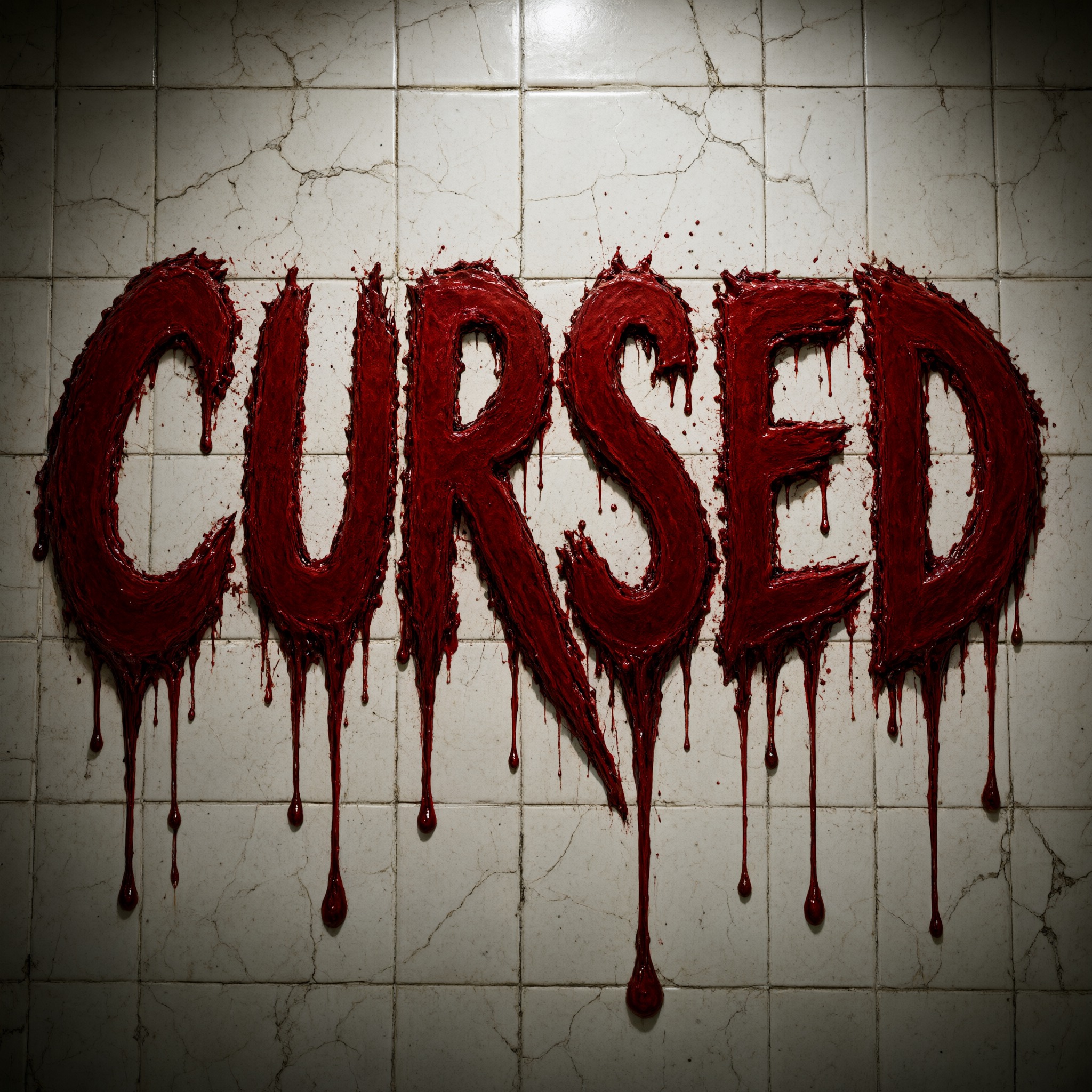 Blood Font AI font generated with Qwen-Image: the word CURSED
