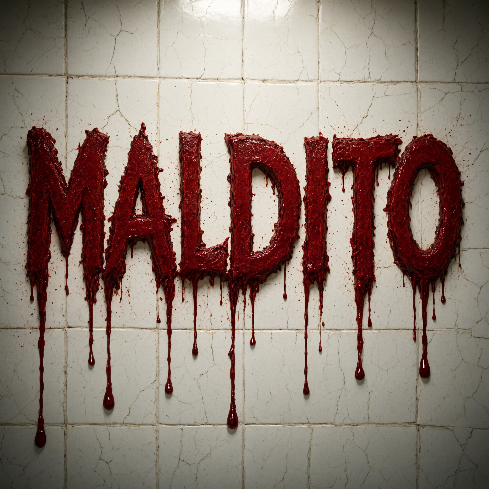 Fonte de IA Fonte de sangue gerada no Qwen-Image: a palavra MALDITO
