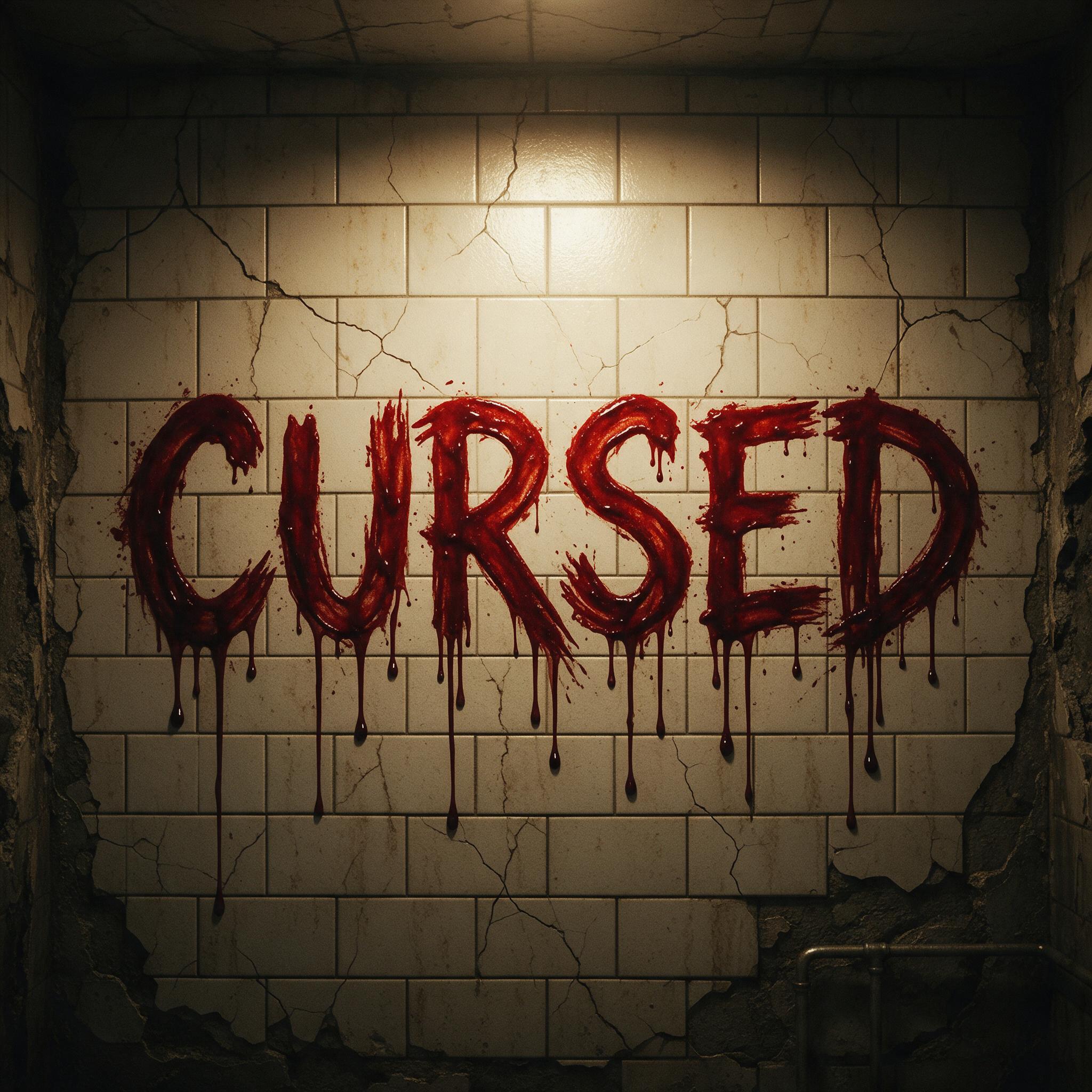 Blood Font AI font generated with Seedream: the word CURSED