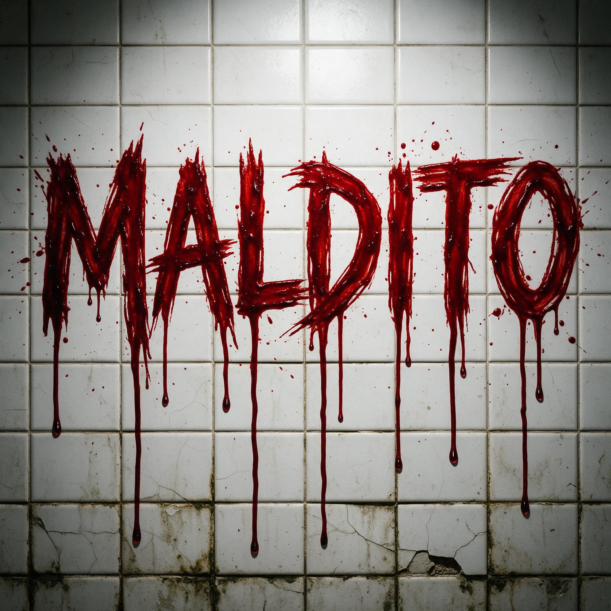 Fuente de IA Letras sangrientas generada con Seedream: la palabra MALDITO