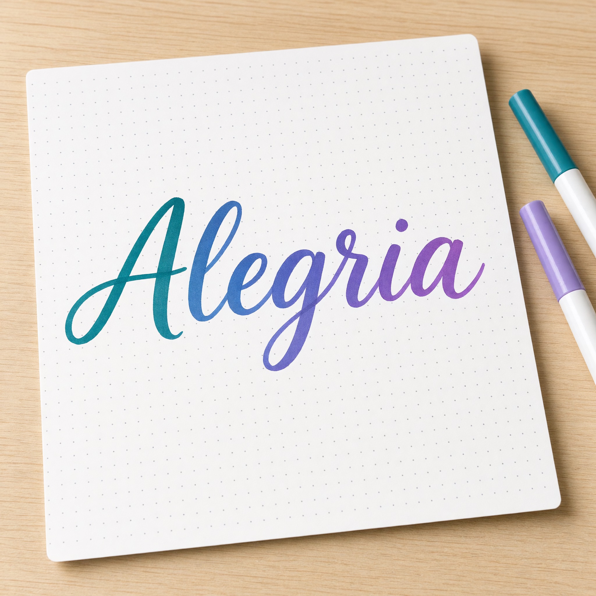 Fonte de IA Brush Lettering gerada no Grok Imagine: a palavra Alegria