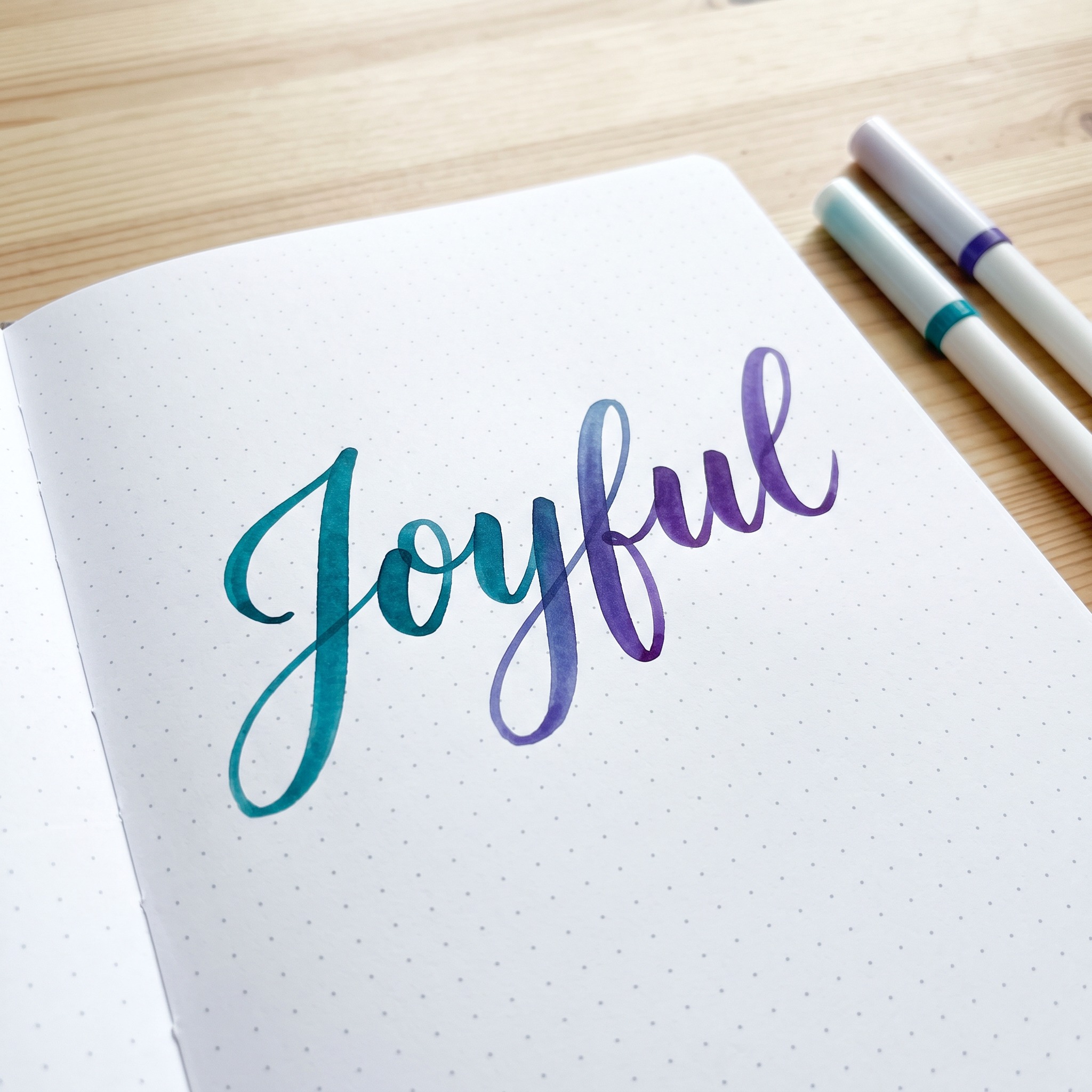 Brush Lettering AI font generated with Nano Banana: the word Joyful
