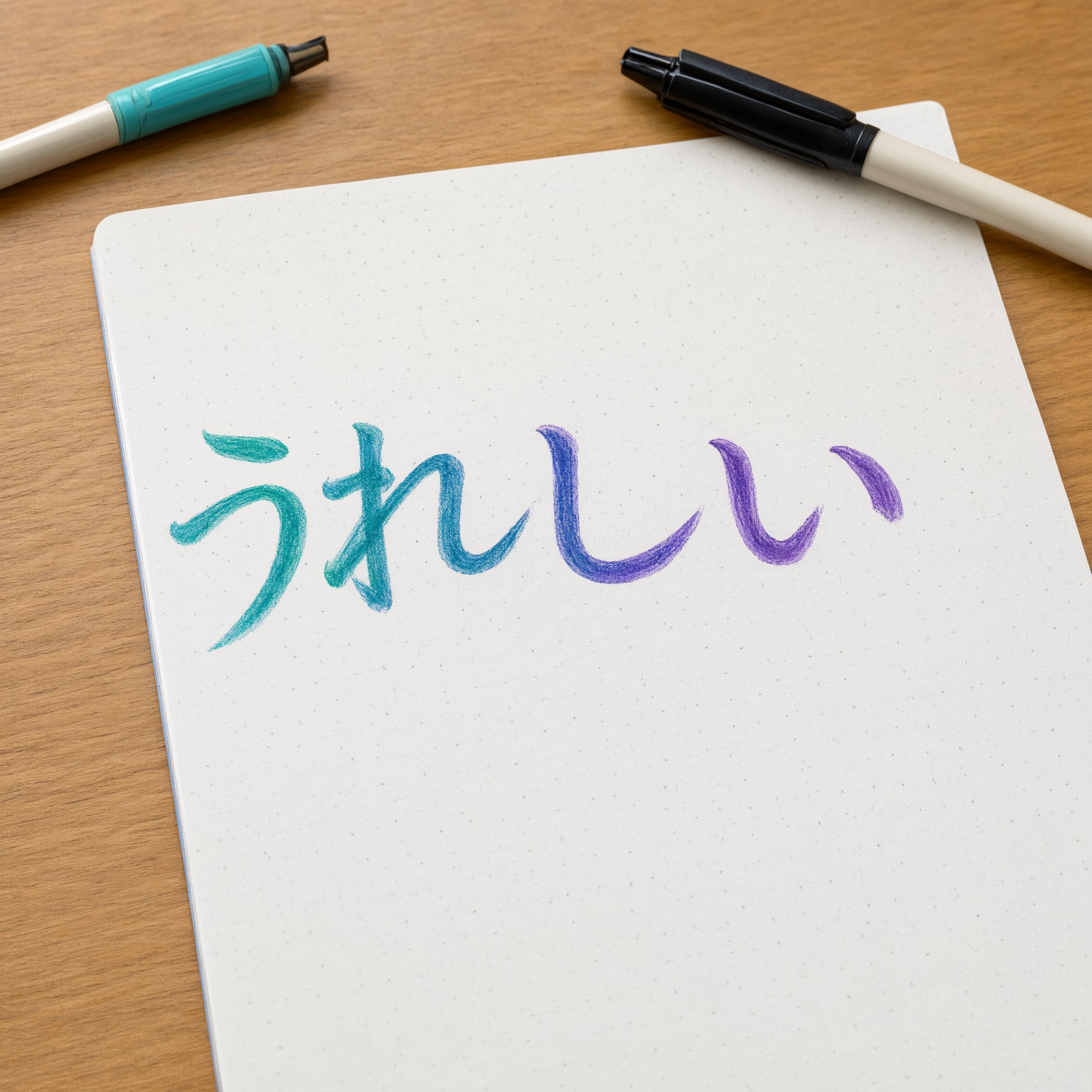 Qwen-Image で生成した ブラッシュレタリング AIフォント:文字「うれしい」