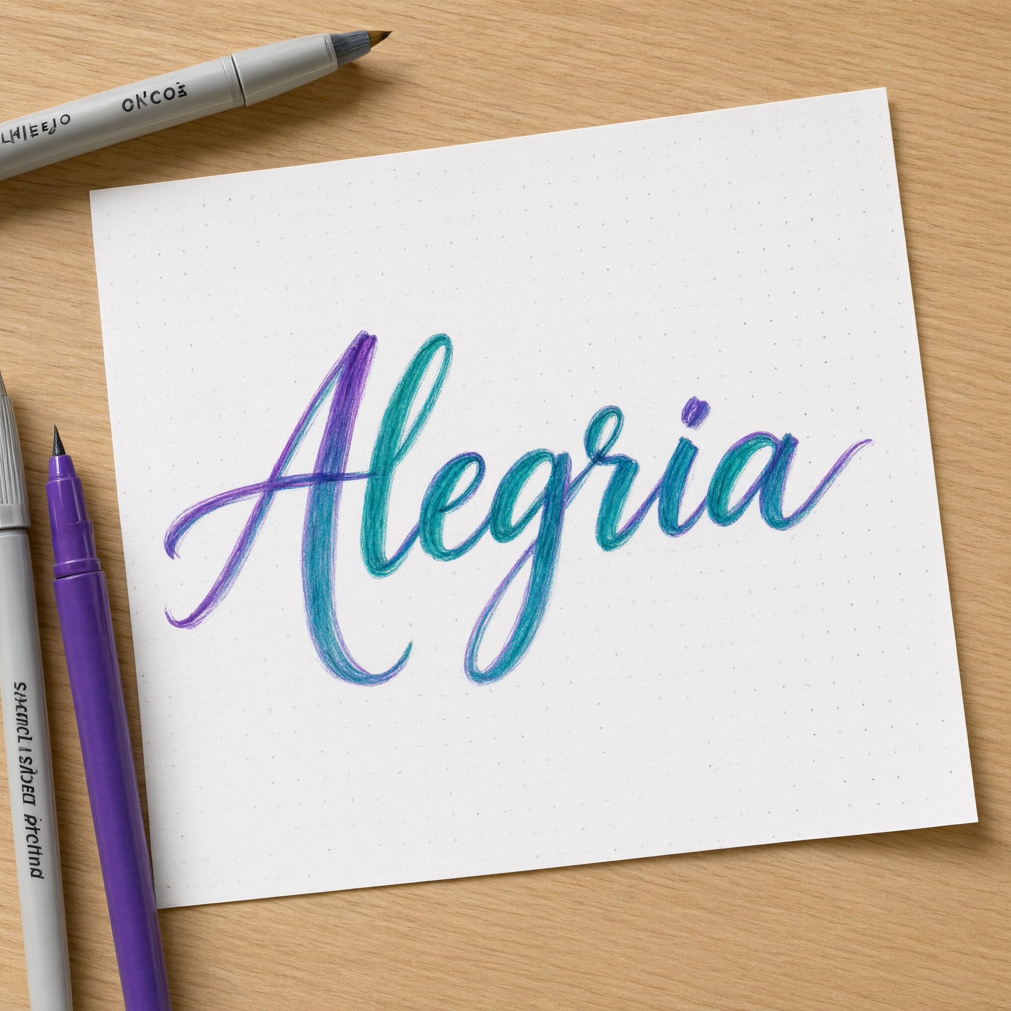 Fonte de IA Brush Lettering gerada no Qwen-Image: a palavra Alegria