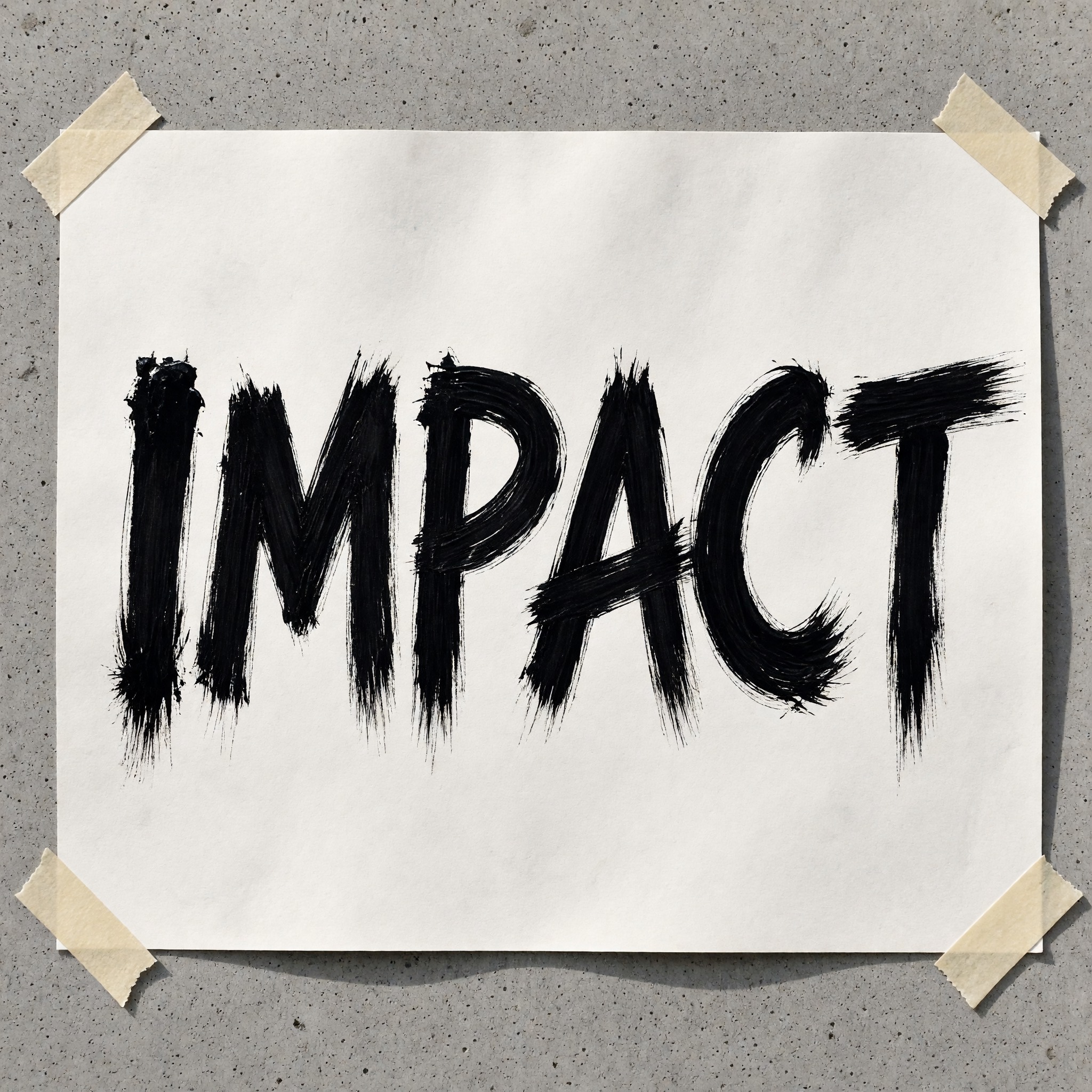 Brush Stroke Font AI font generated with Grok Imagine: the word IMPACT