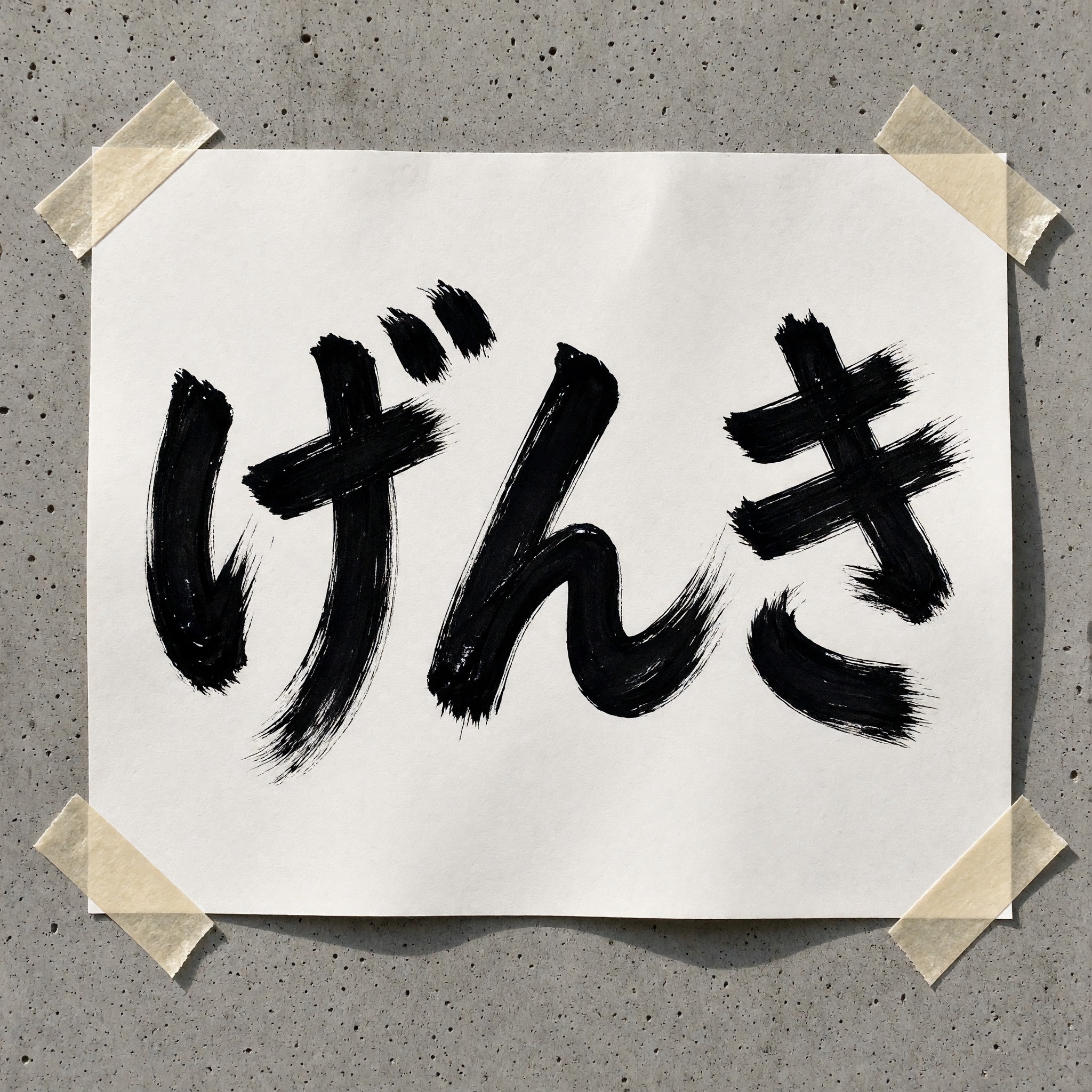 Grok Imagine で生成した ブラシストローク文字 AIフォント:文字「げんき」