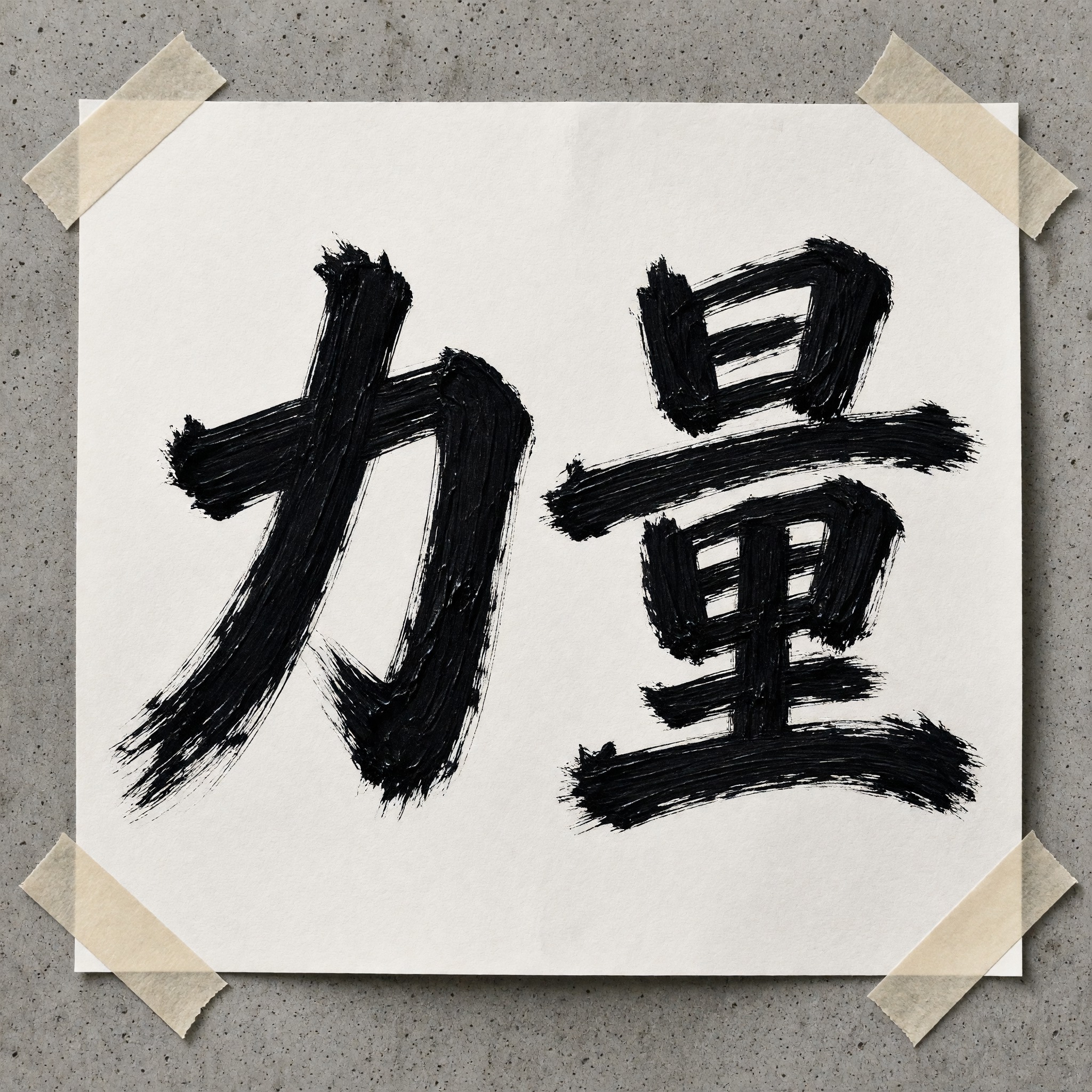 笔刷笔触字 AI 字体在 Grok Imagine 上的生成结果：文字 力量