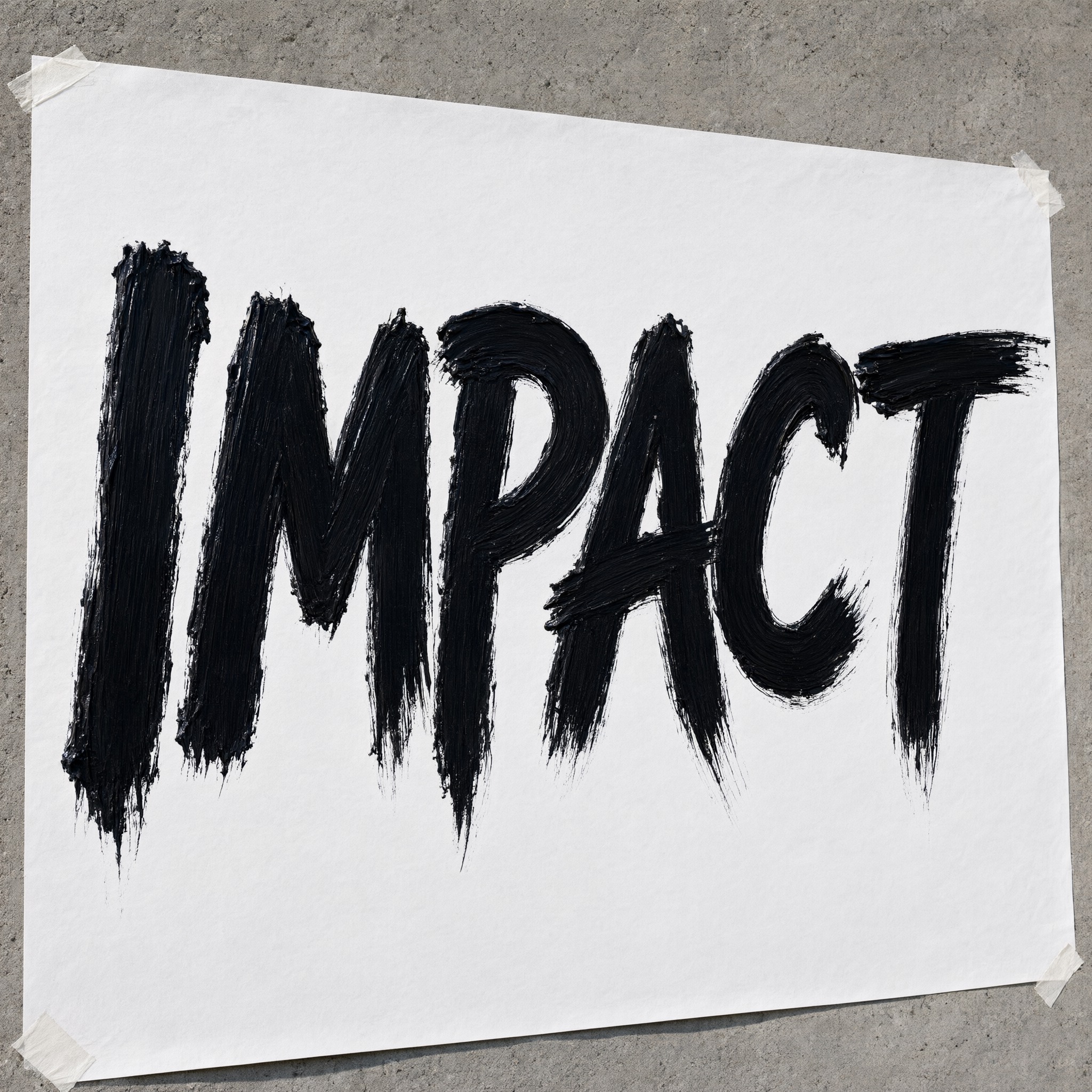 Brush Stroke Font AI font generated with Qwen-Image: the word IMPACT
