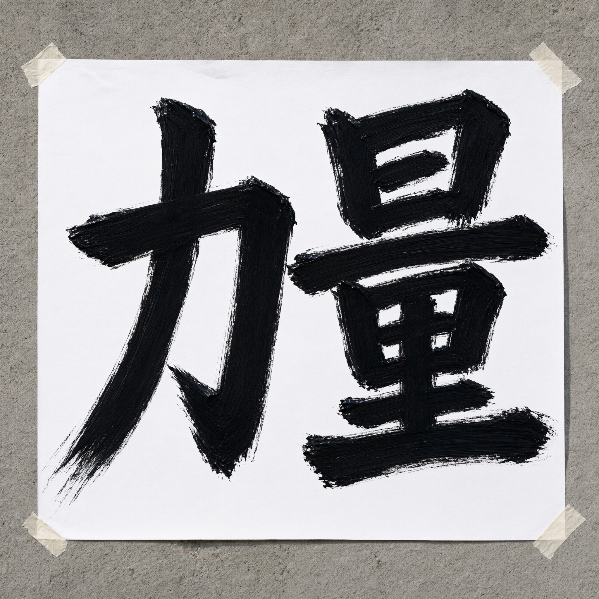 笔刷笔触字 AI 字体在 Qwen-Image 上的生成结果：文字 力量