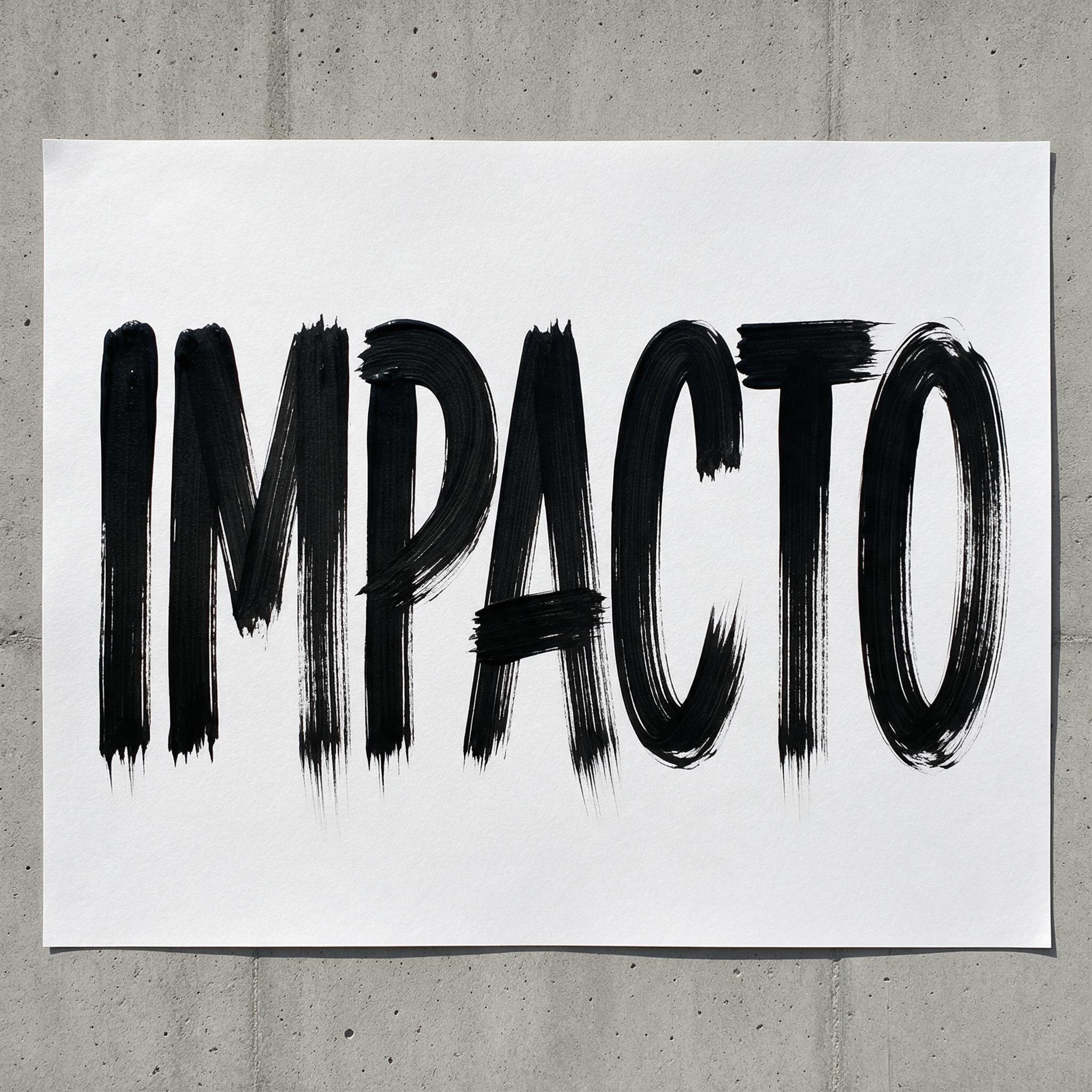 Fuente de IA Letras de pincelada generada con Seedream: la palabra IMPACTO