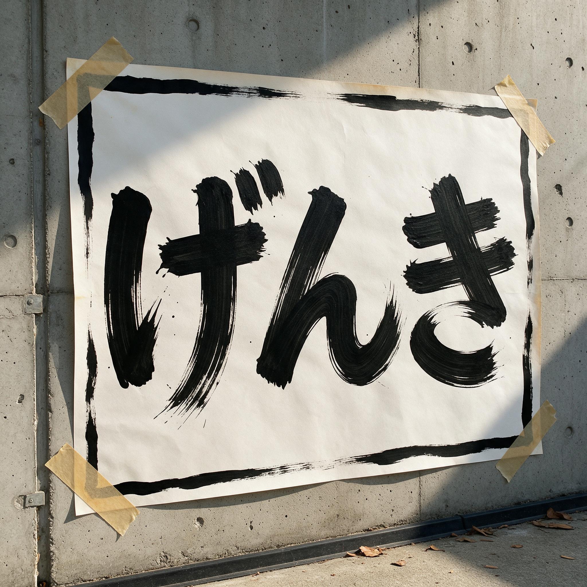 Seedream で生成した ブラシストローク文字 AIフォント:文字「げんき」