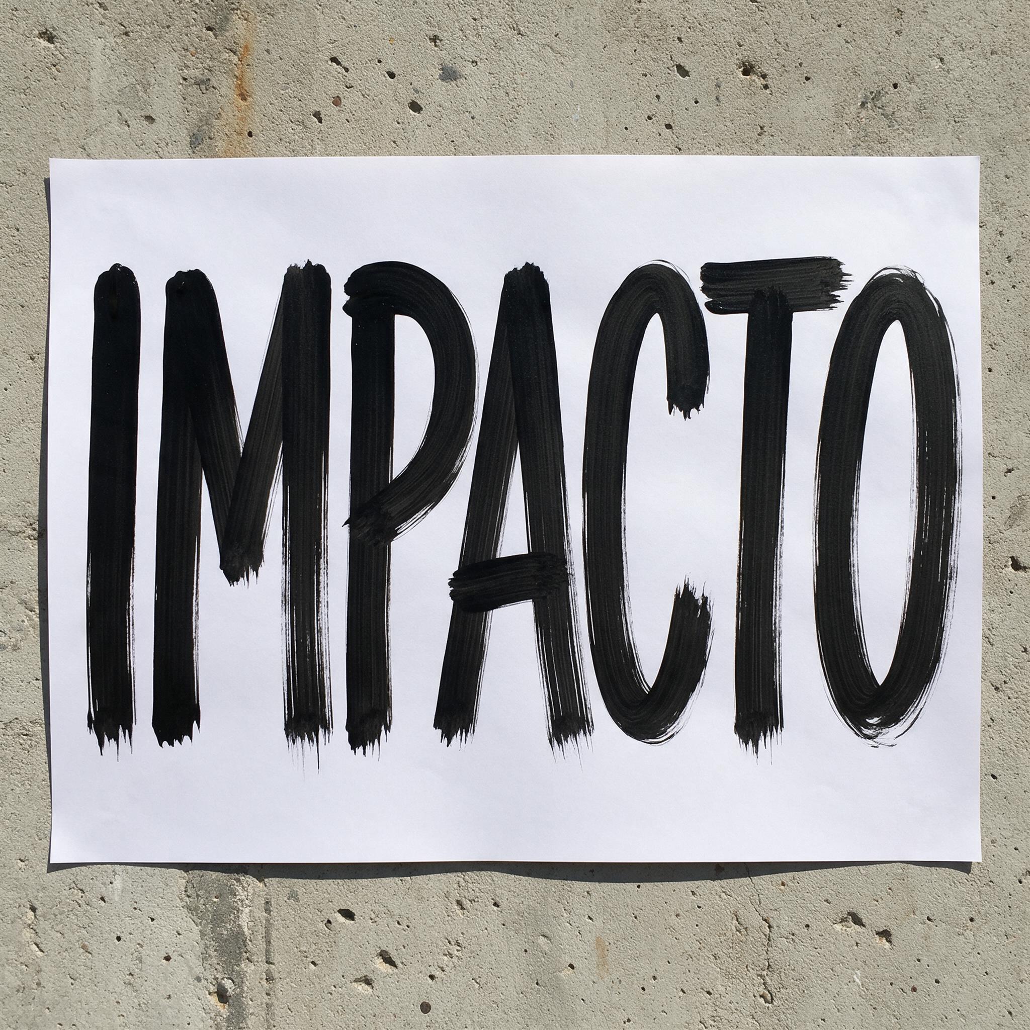 Fonte de IA Fonte pincelada gerada no Seedream: a palavra IMPACTO
