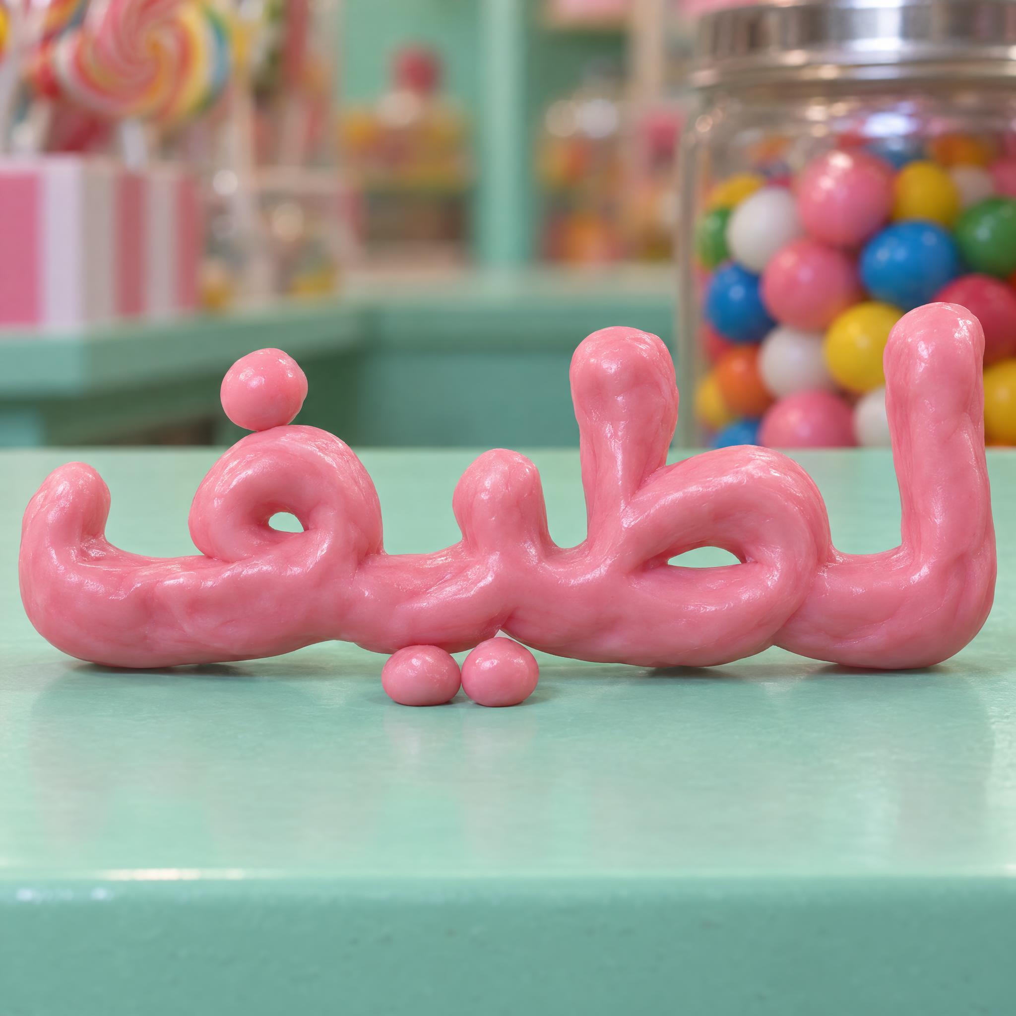 صورة مثال لخط خط العلكة بالذكاء الاصطناعي