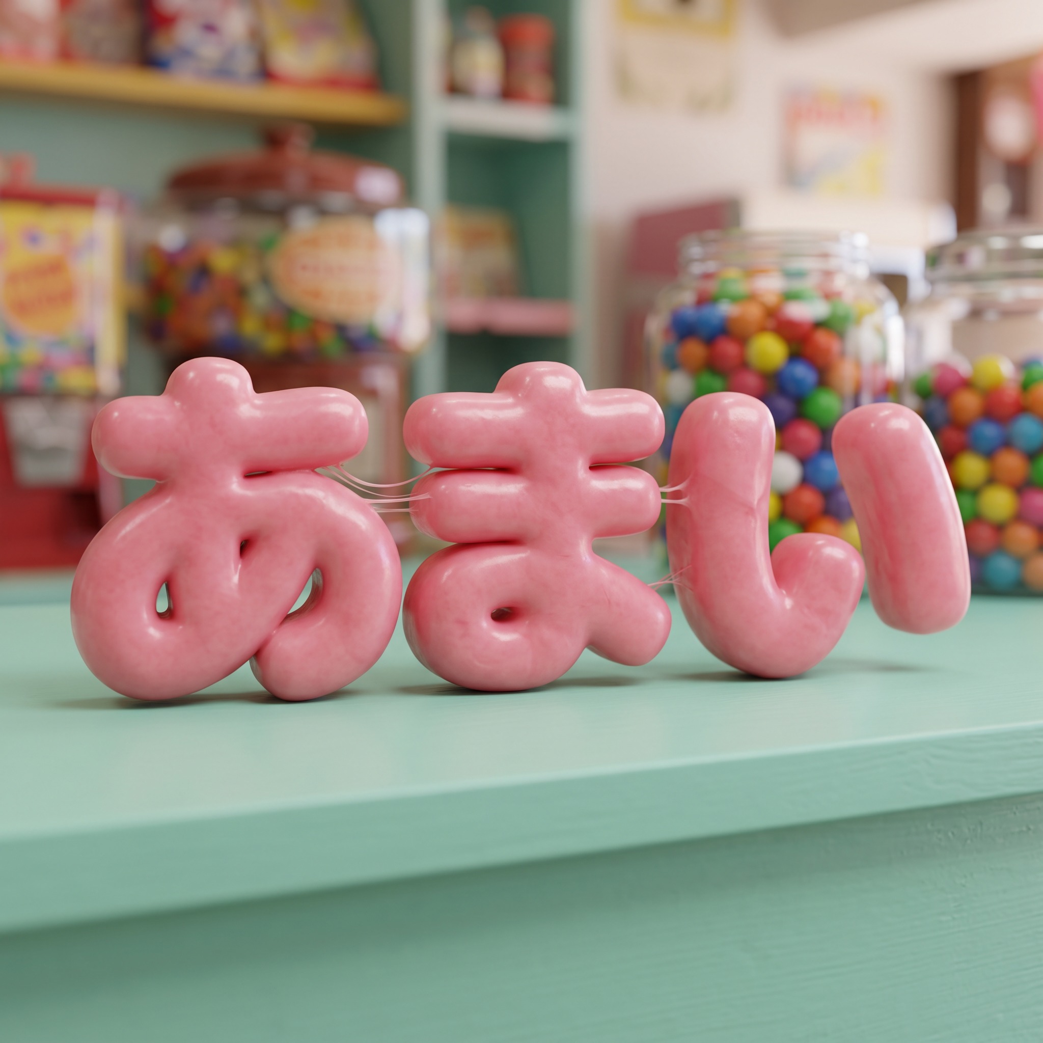 Nano Banana で生成した バブルガム文字 AIフォント：文字「あまい」
