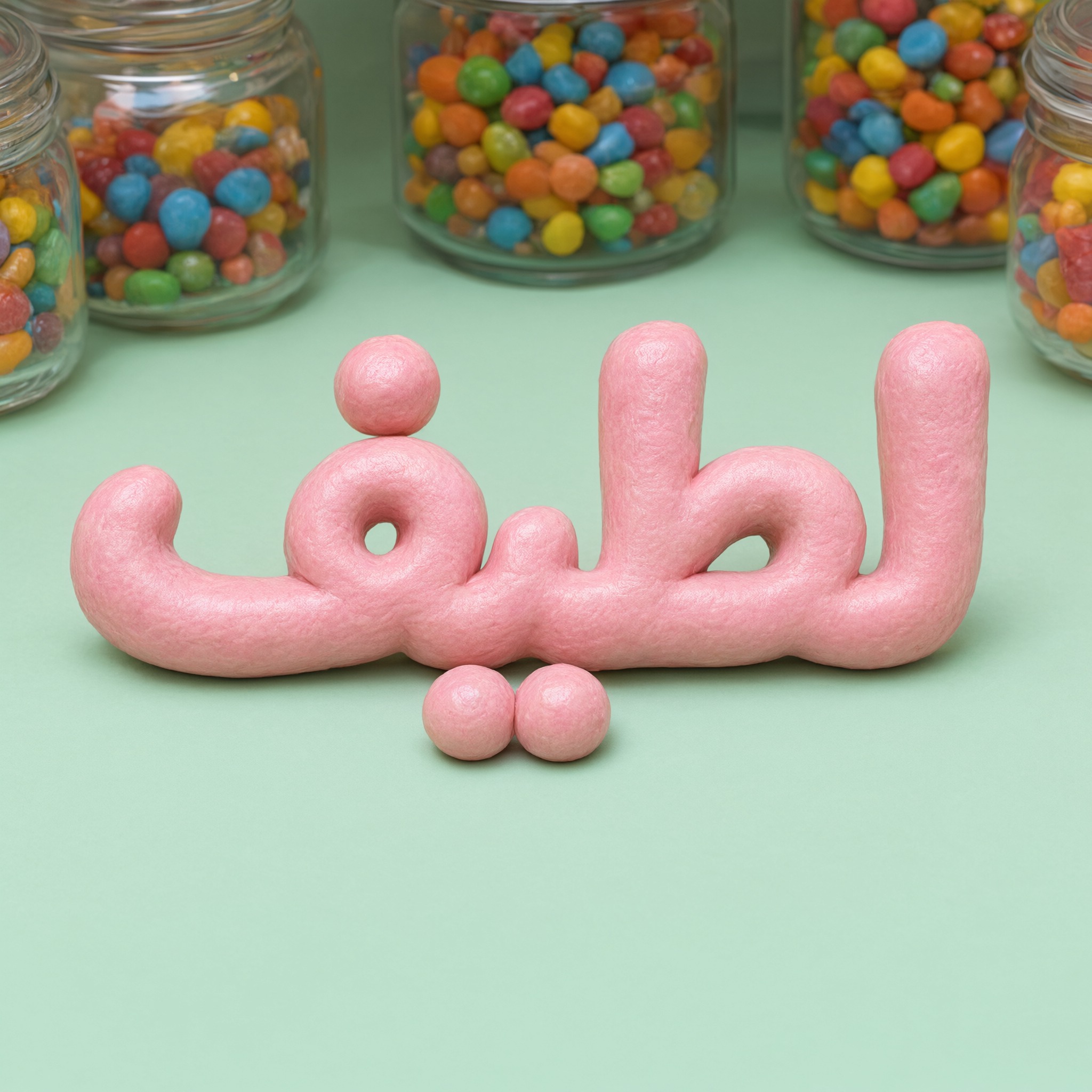 خط خط العلكة بالذكاء الاصطناعي من توليد Qwen-Image: كلمة لطيف